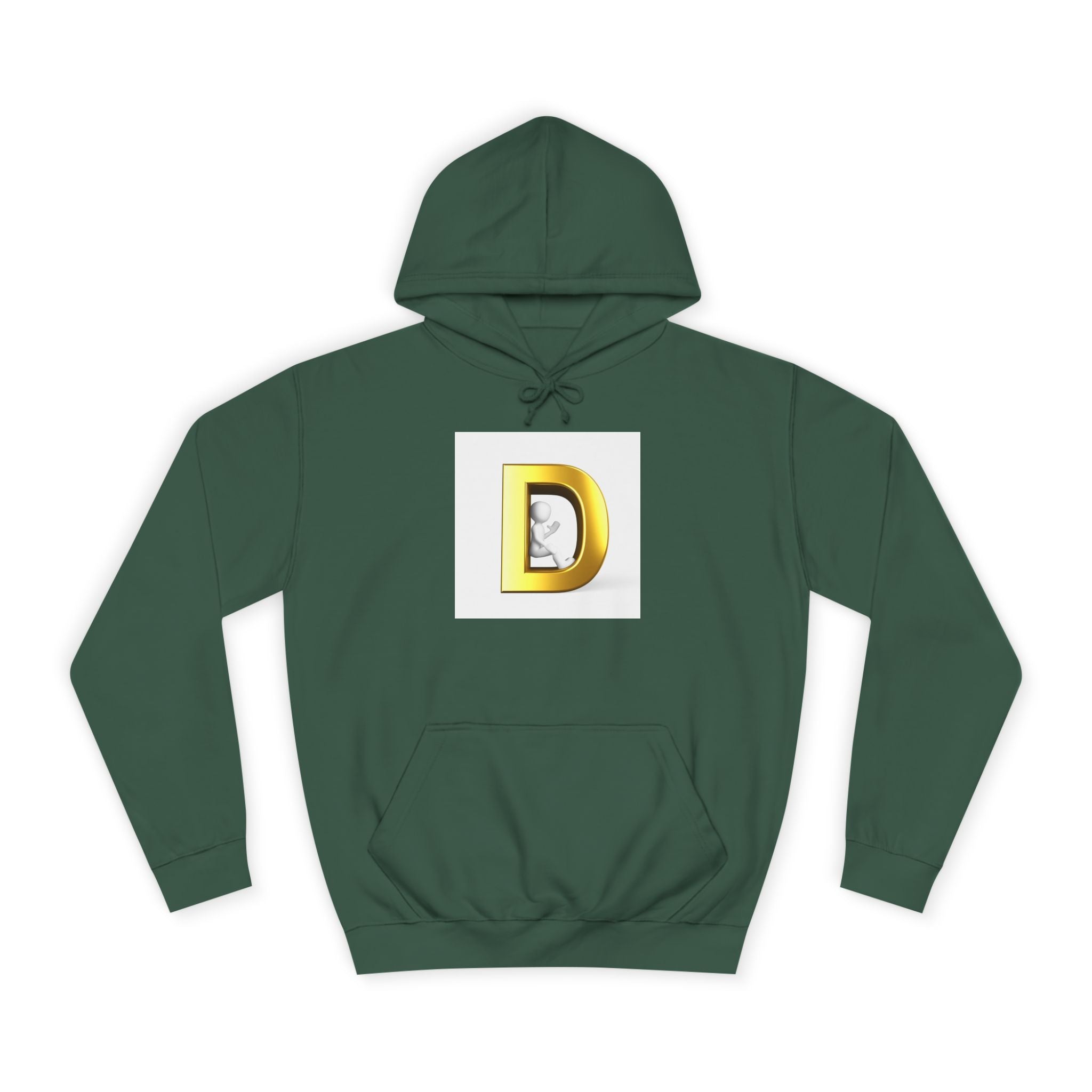 Gold Letter D Hoodie | Monogram Initial Sweatshirt, Metallic 3D Typography