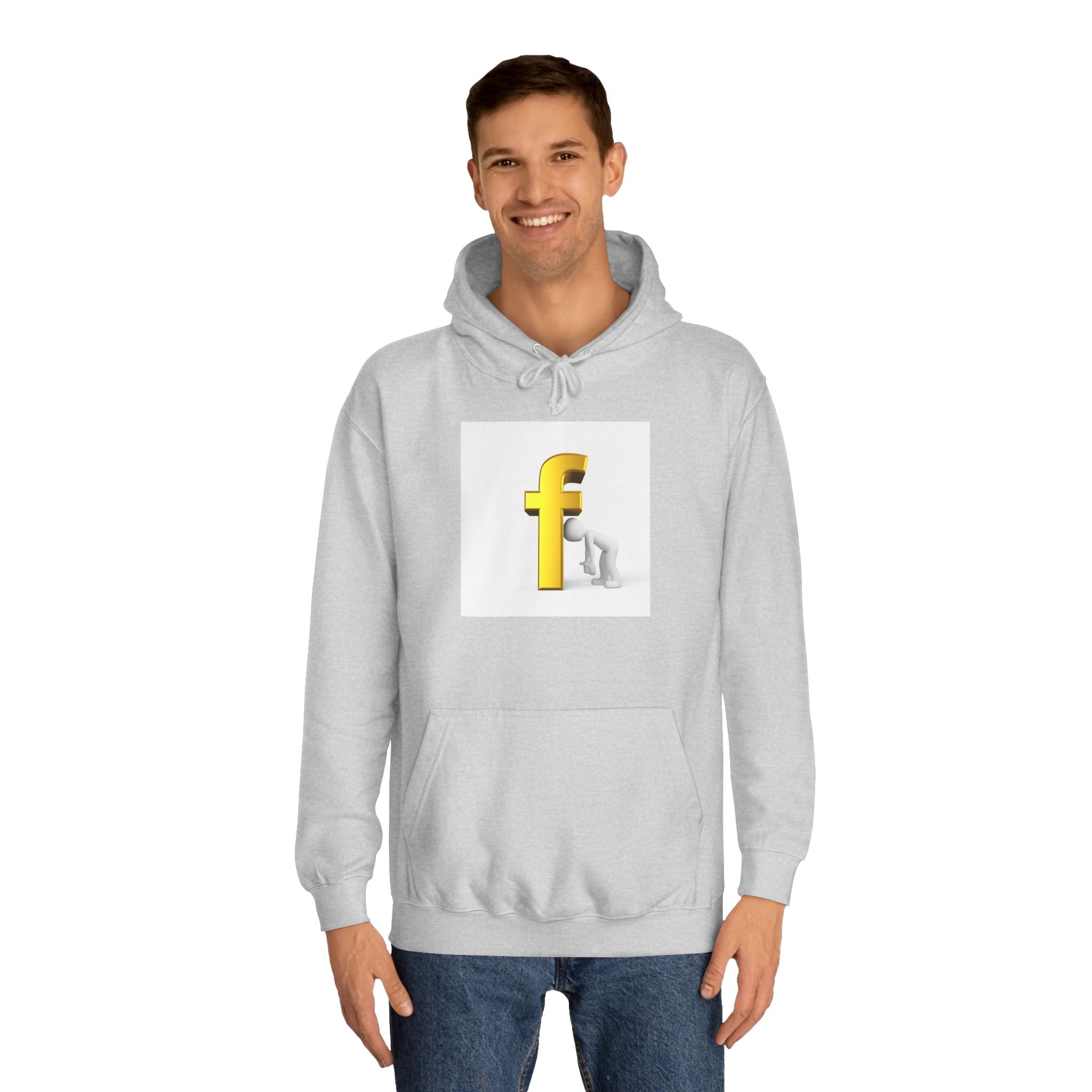 Yellow 3D Letter F Kneeling Figure Hoodie | Typography Graphic