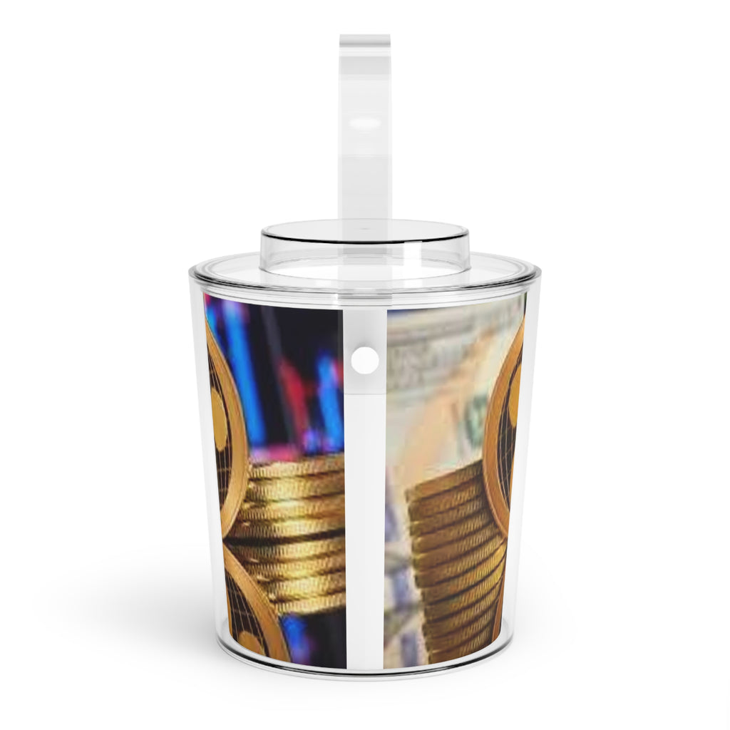 Ripple Crypto Coin Stack Ice Bucket | Acrylic Ice Bucket with Tongs