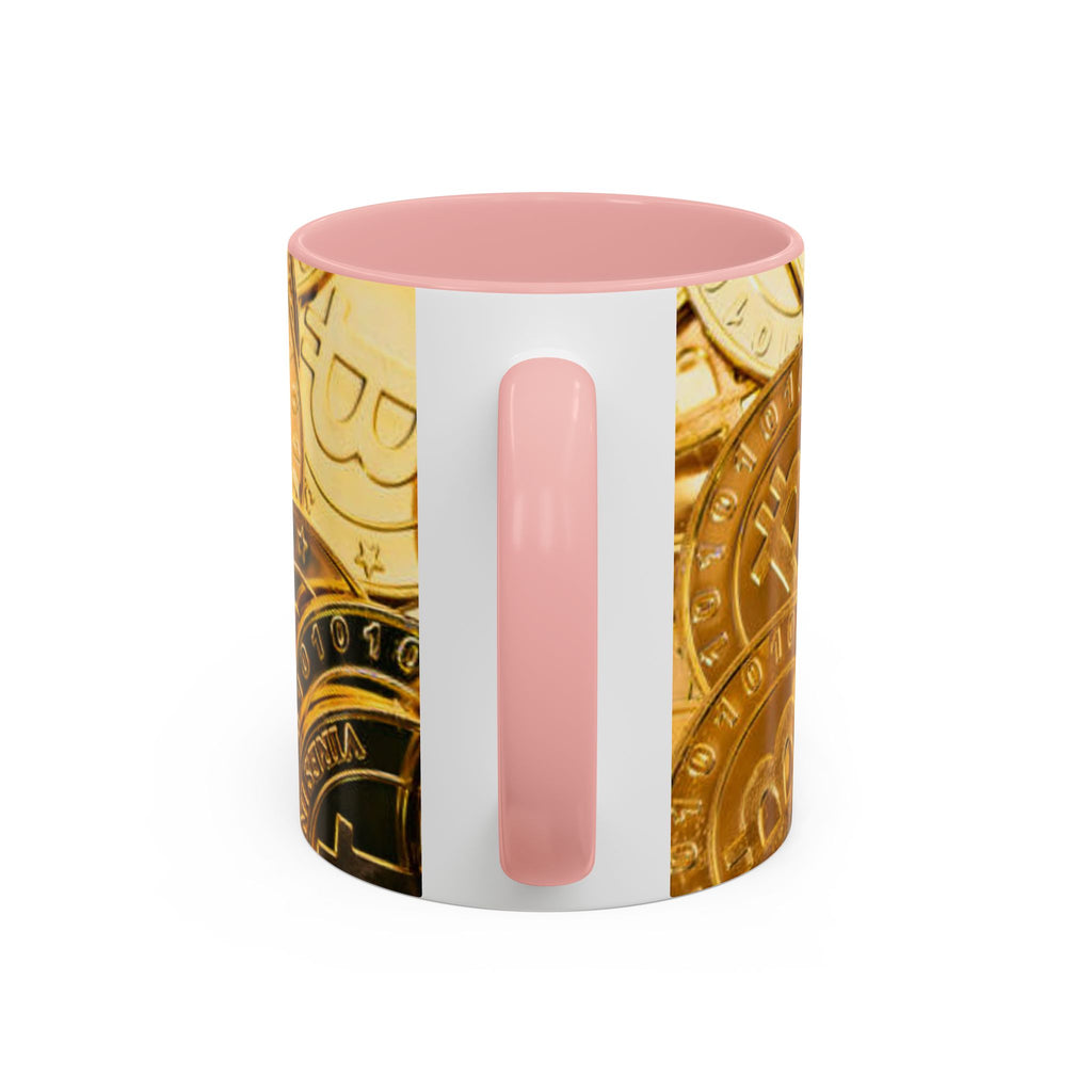 Bitcoin Coin Pattern Accent Coffee Mug | Cryptocurrency Coffee Mug