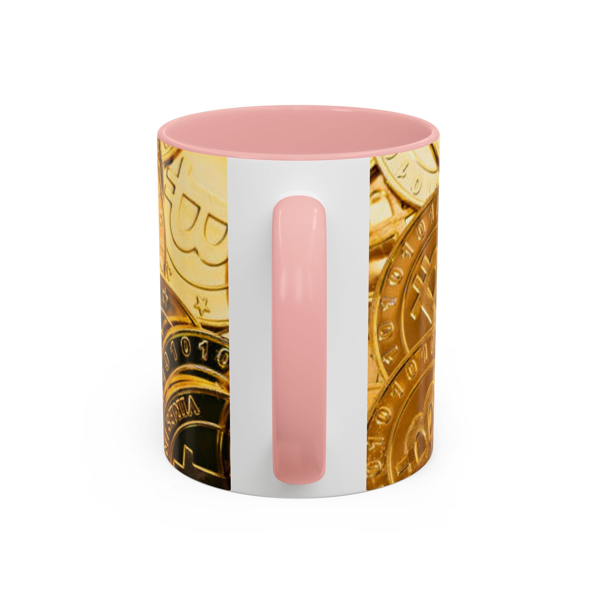 Bitcoin Coin Pattern Accent Coffee Mug | Cryptocurrency Coffee Mug