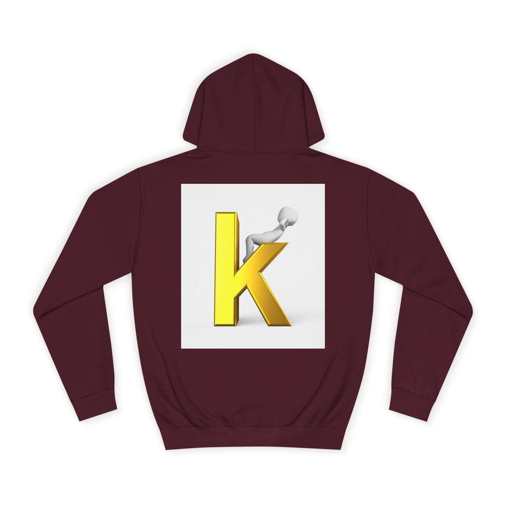 Gold 3D Letter K Hoodie | Monogram Initial K Sweatshirt