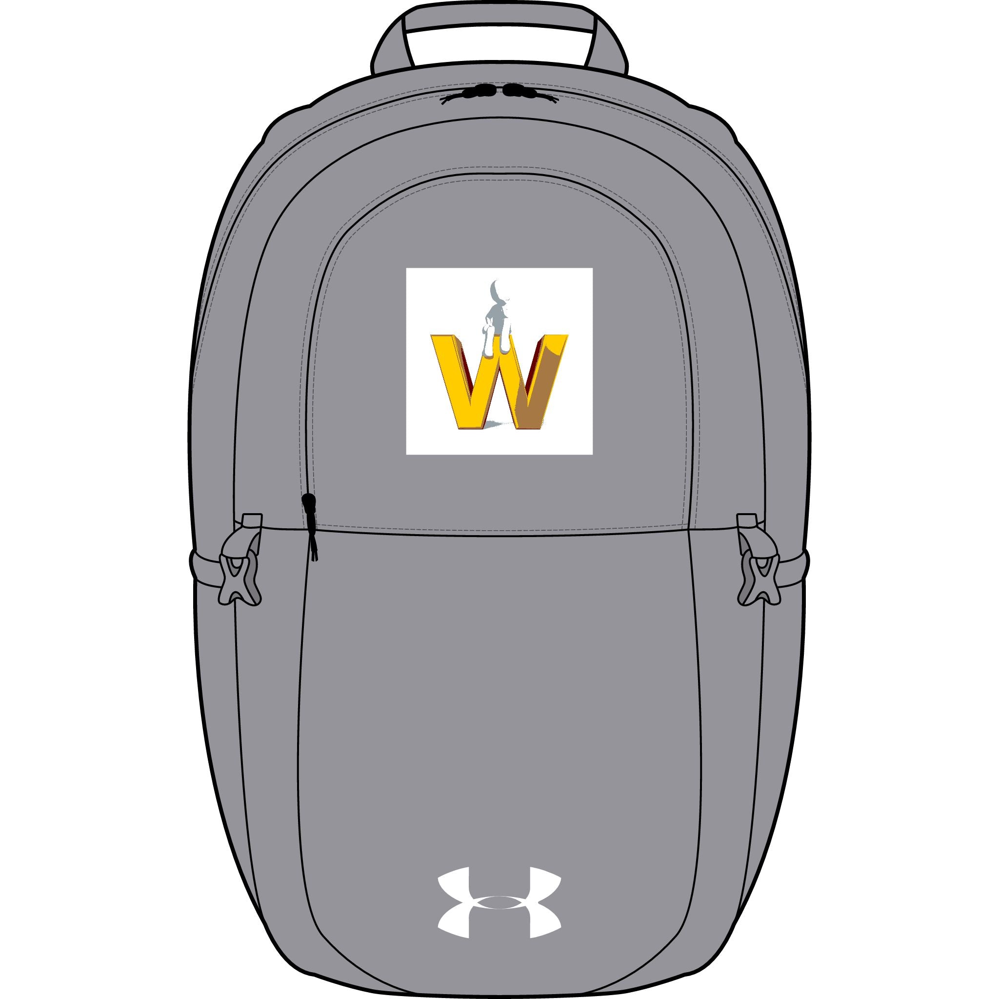 Gelber W Flammen-Logo Rucksack | Bestickter Sportrucksack