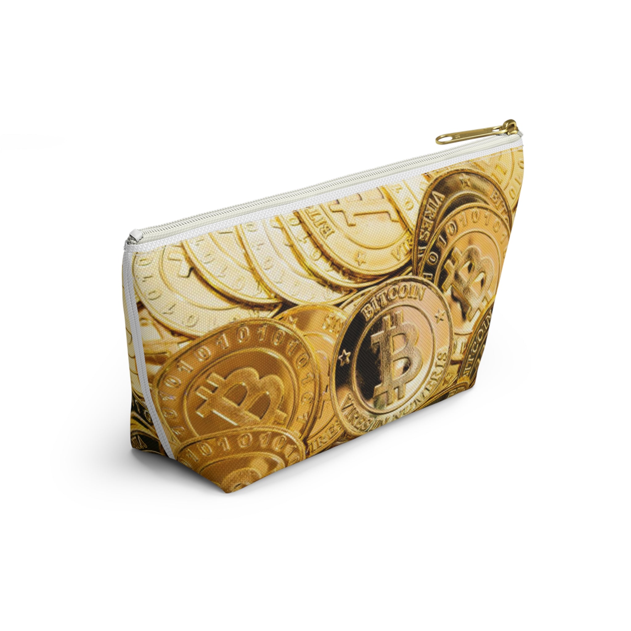 Bitcoin Coin Print Accessory Pouch | T Bottom Cosmetic Bag