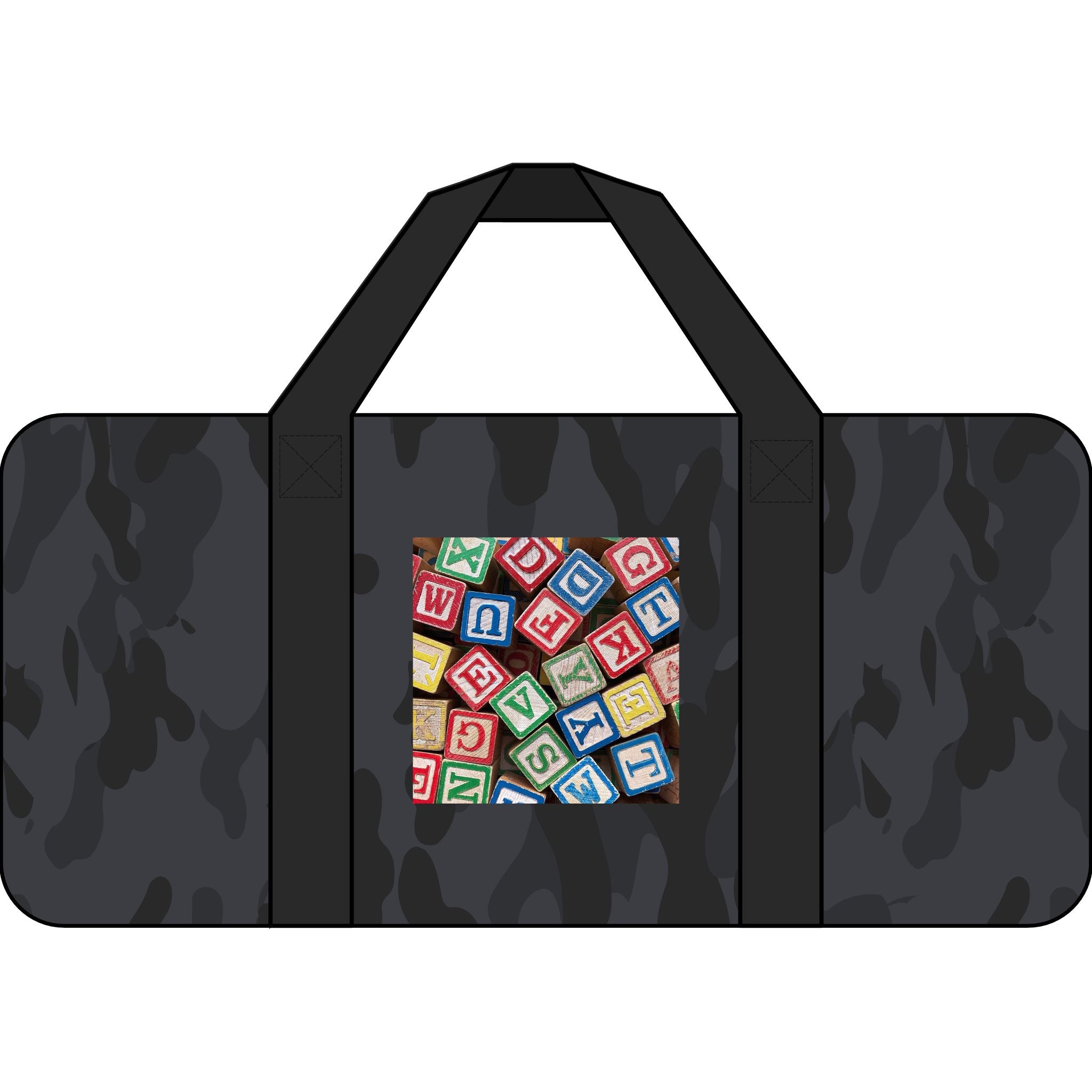 Sac polochon Tripper en blocs alphabétiques colorés | Sac polochon motif jouet pour enfants