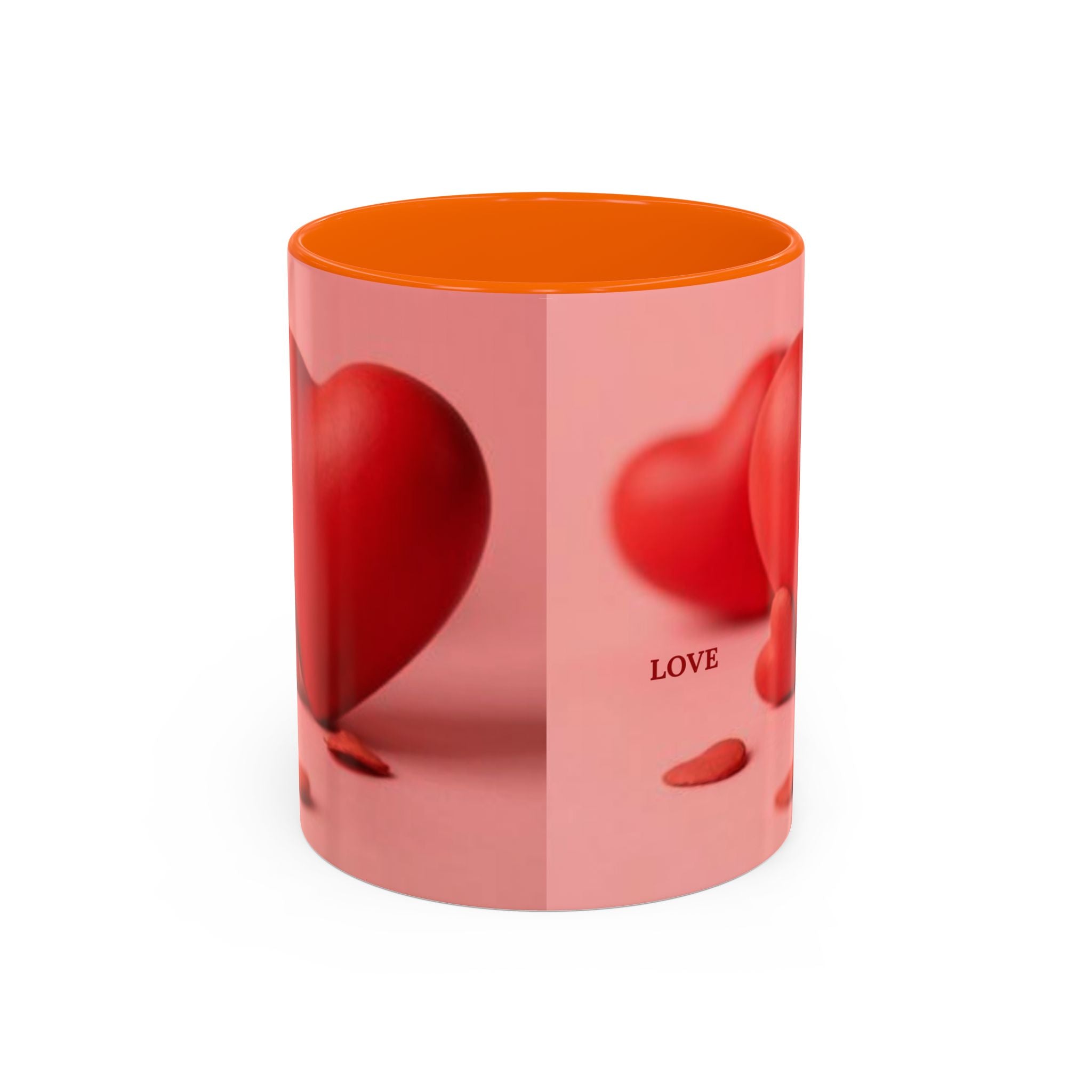 Red Heart Love Design Accent Coffee Mug | Valentine Heart Ceramic Mug