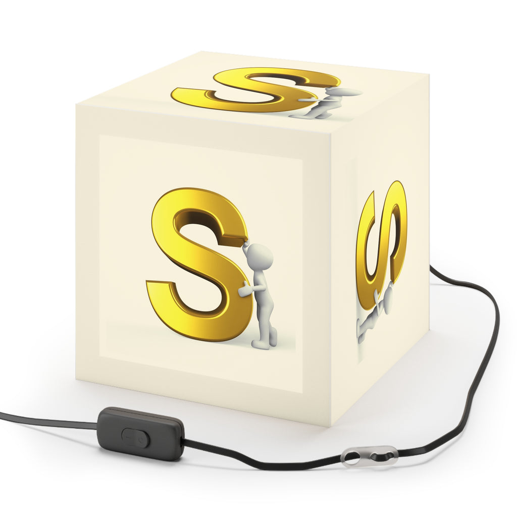 3D Gold Letter S Cube Lamp | Personalized Initial Light Cube