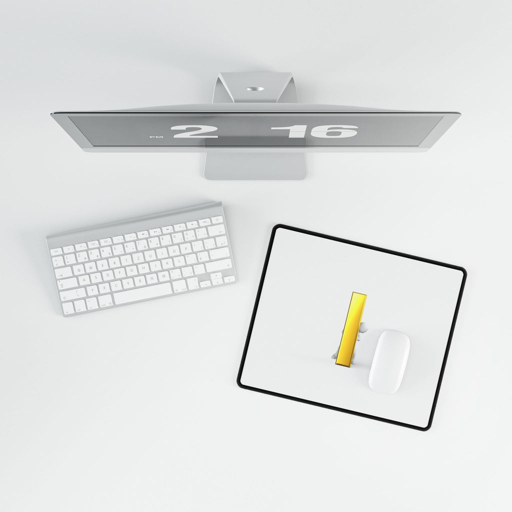 3D Figure Pushing Gold Letter i Desk Mat | Desk Mats