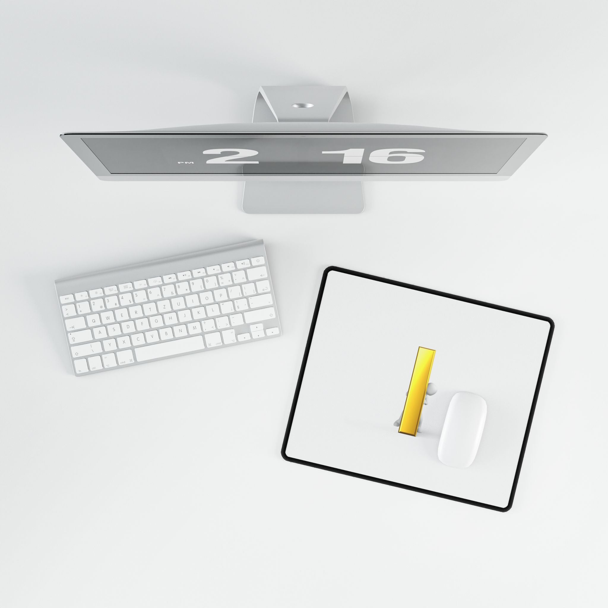 3D Figure Pushing Gold Letter i Desk Mat | Desk Mats