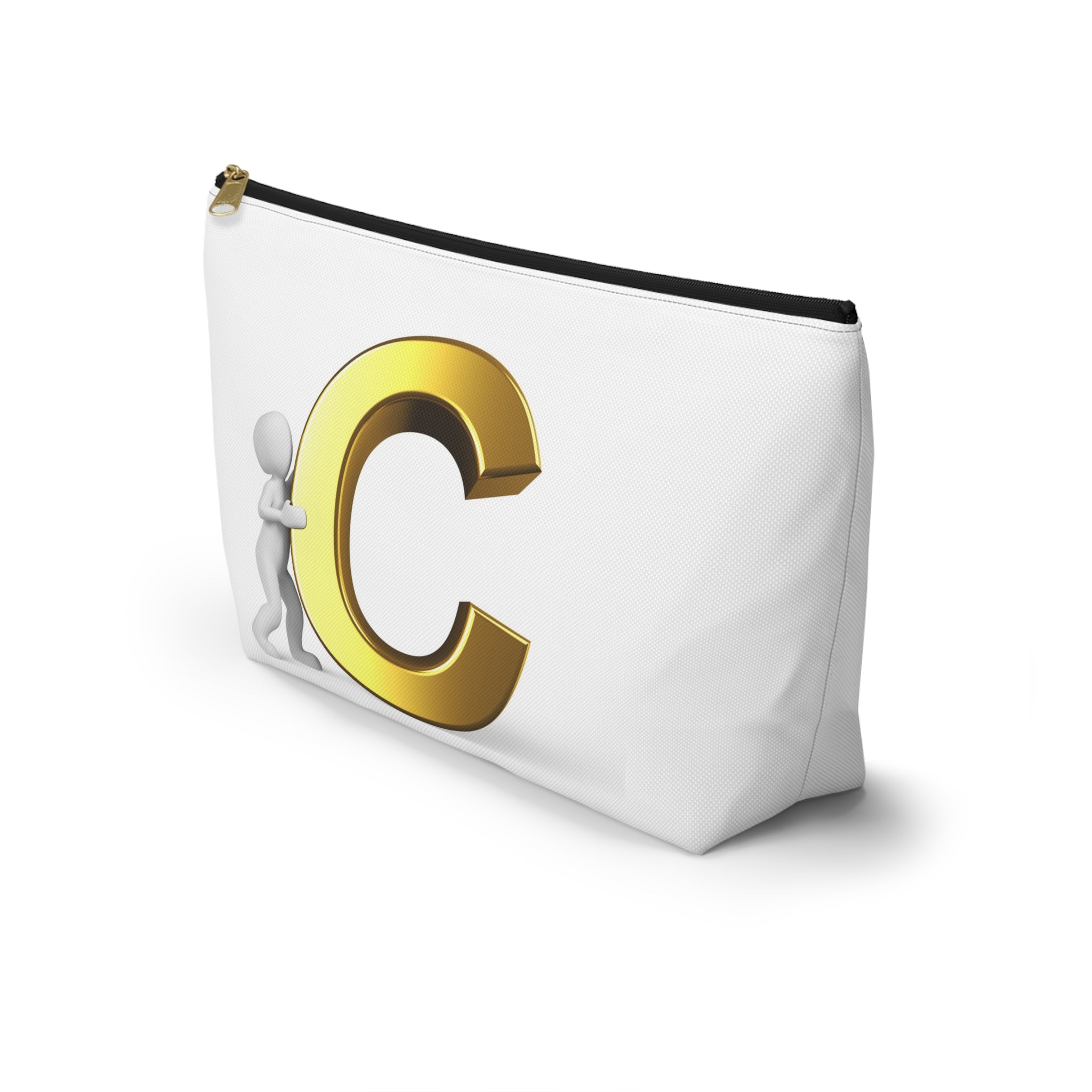 Gold Letter C Monogram Accessory Pouch | Initial Cosmetic Bag