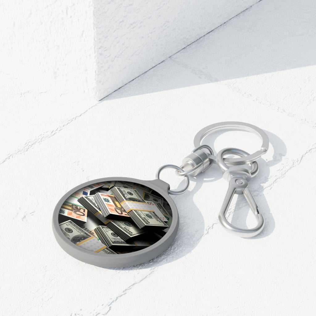 Stacks of Cash Keyring Tag | Money Pattern Keychain Accessory