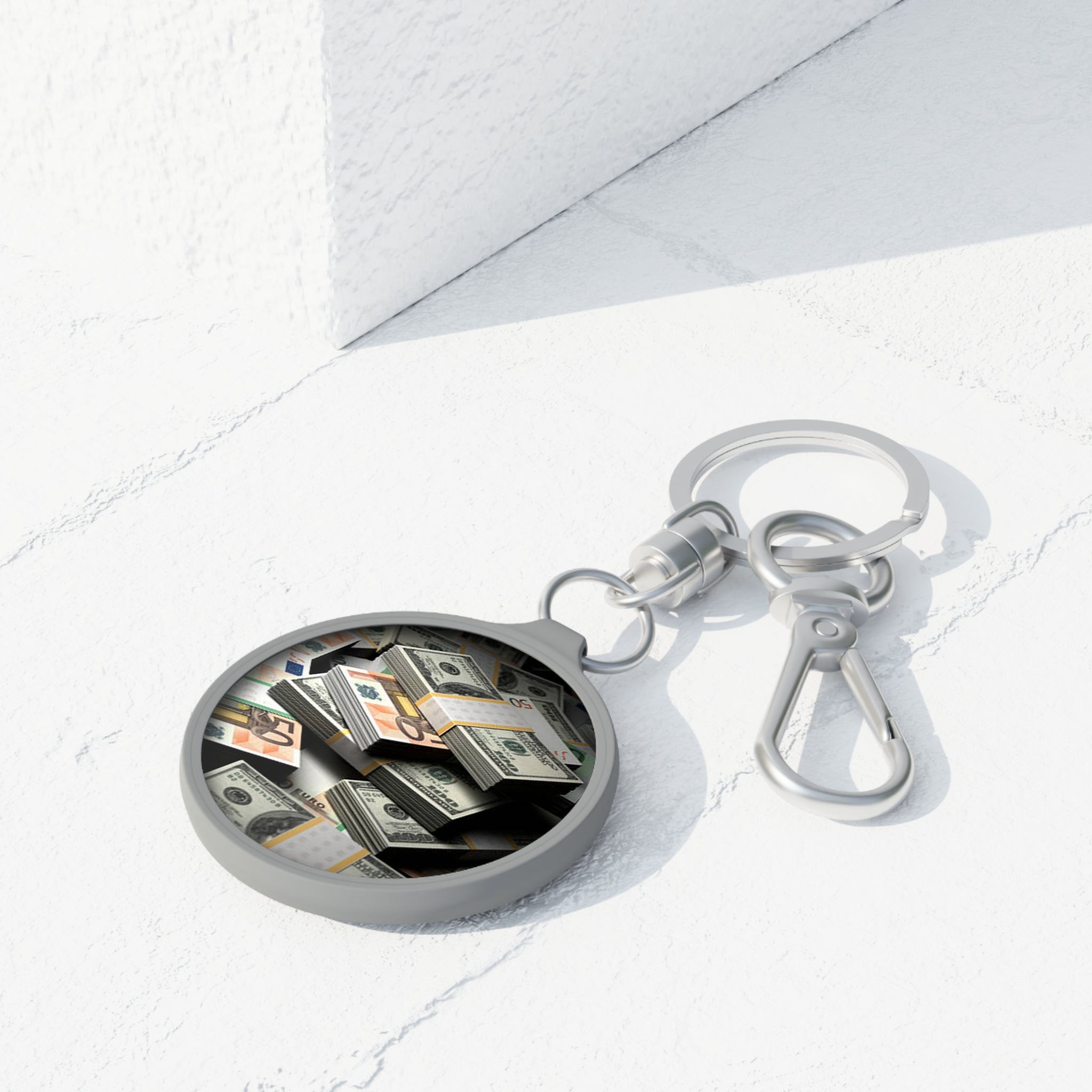 Stacks of Cash Keyring Tag | Money Pattern Keychain Accessory