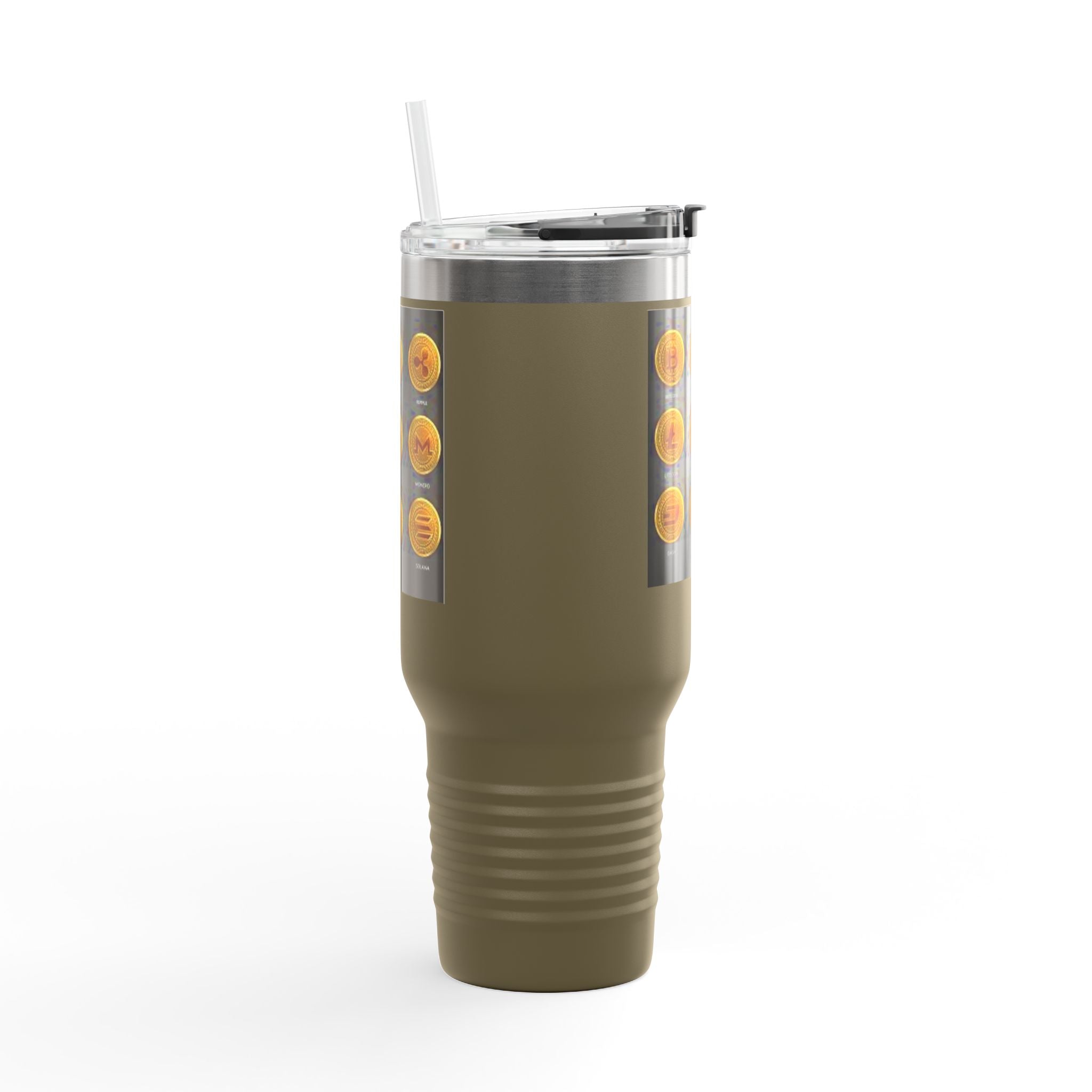 Mug de voyage isotherme 40 oz avec icônes de crypto-monnaies | Gobelet isotherme