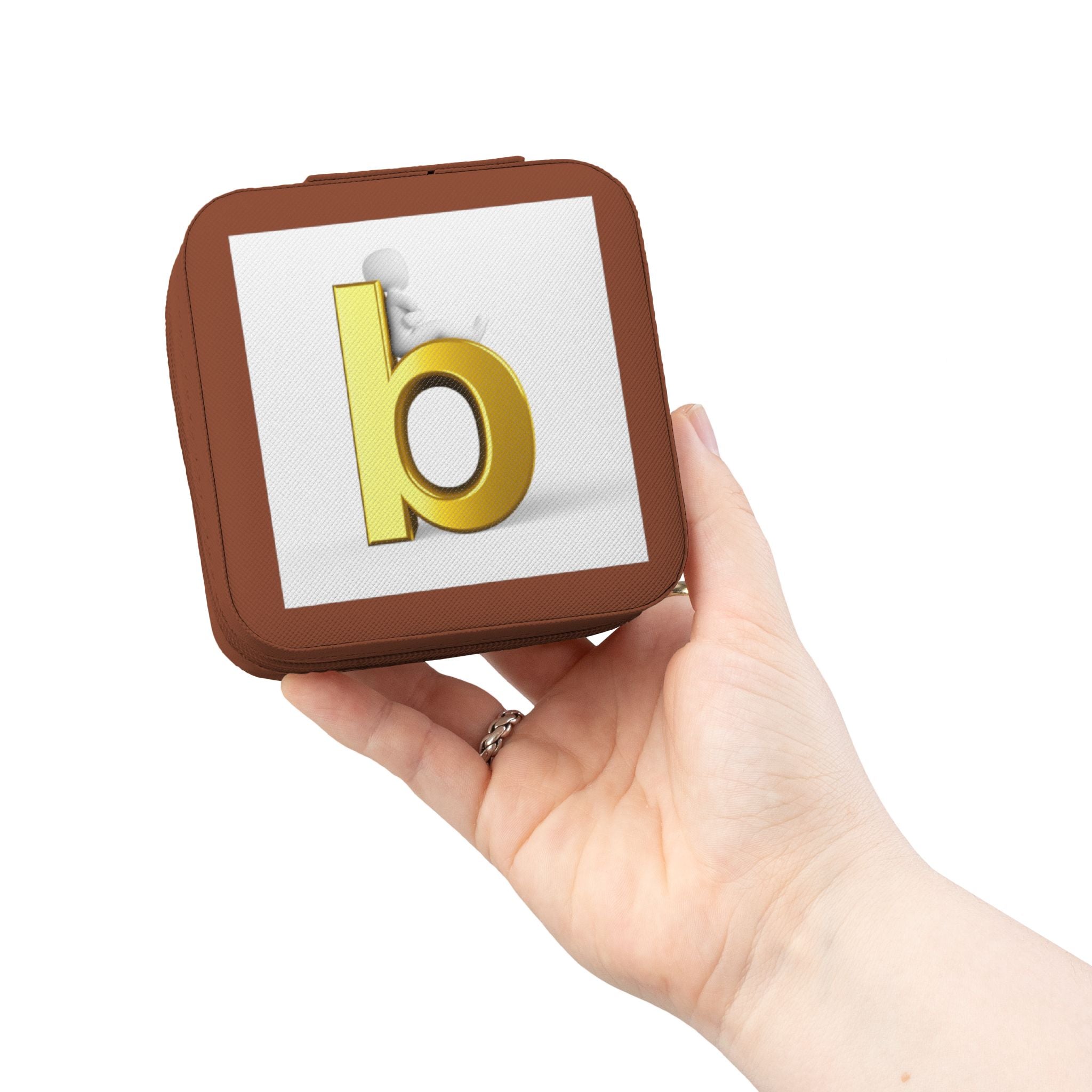 Étui de voyage à bijoux lettre B dorée | Organisateur compact personnalisé pour bagues et boucles d'oreilles