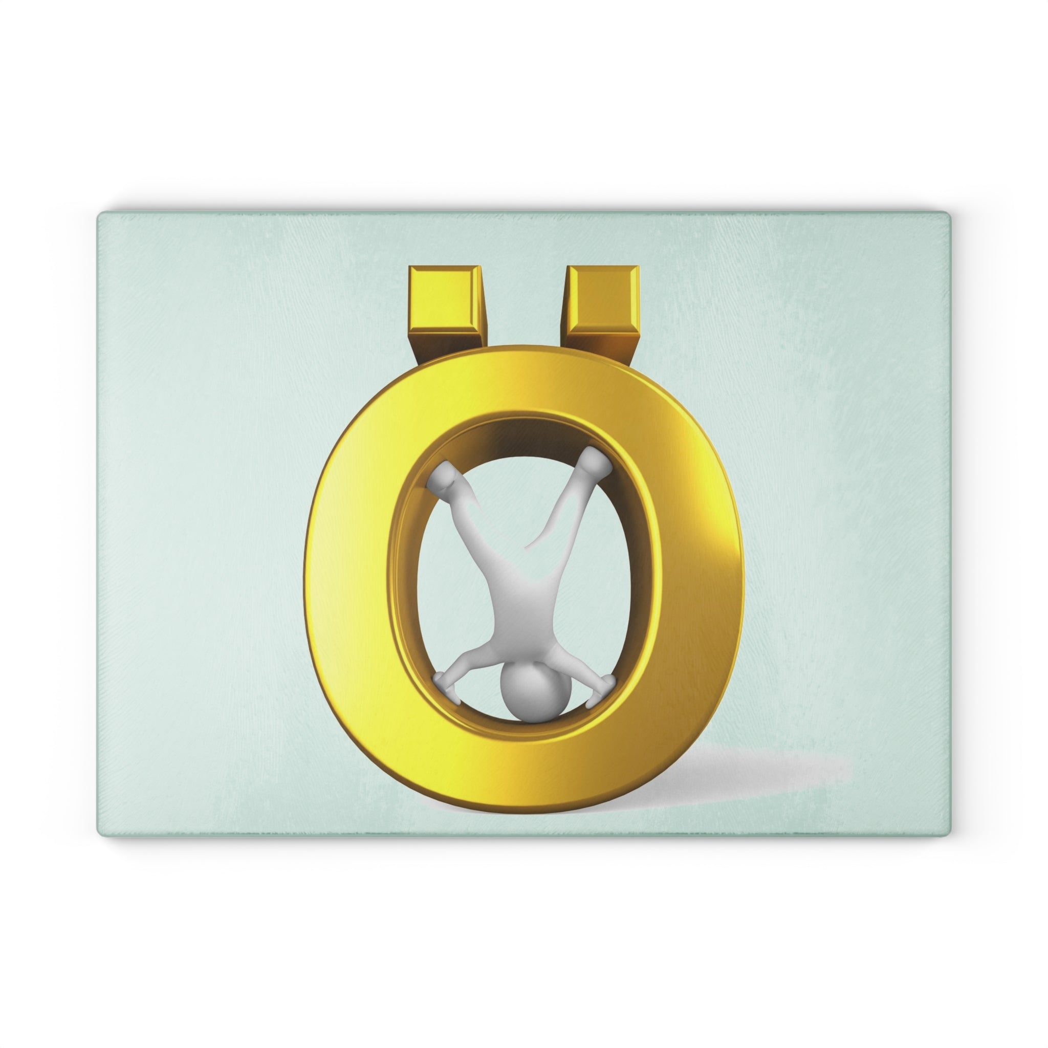 Gold Letter Ö Figure Glass Cutting Board | 3D Minimalist Kitchen Decor
