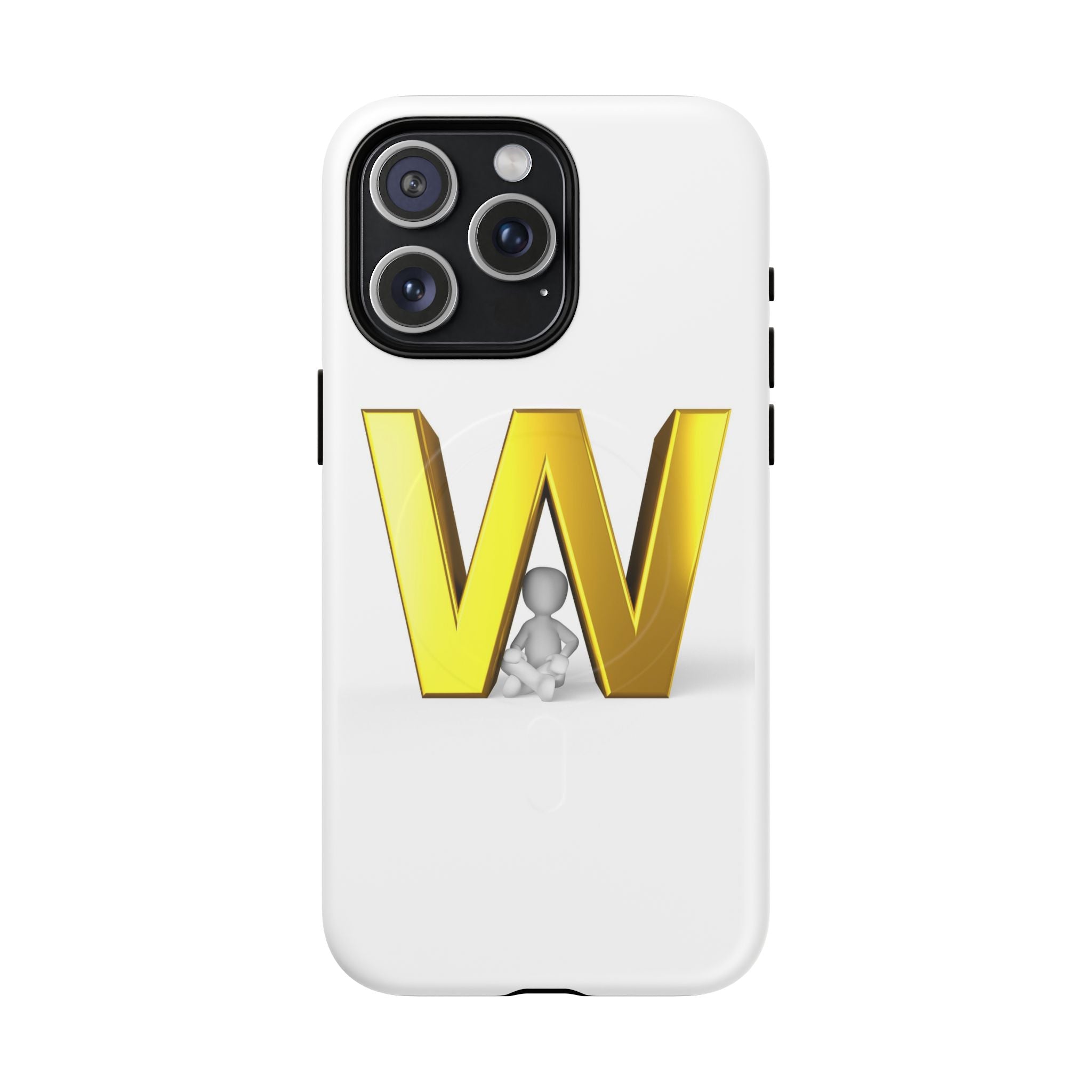 Coque de téléphone à monogramme lettre W or | Coque magnétique résistante