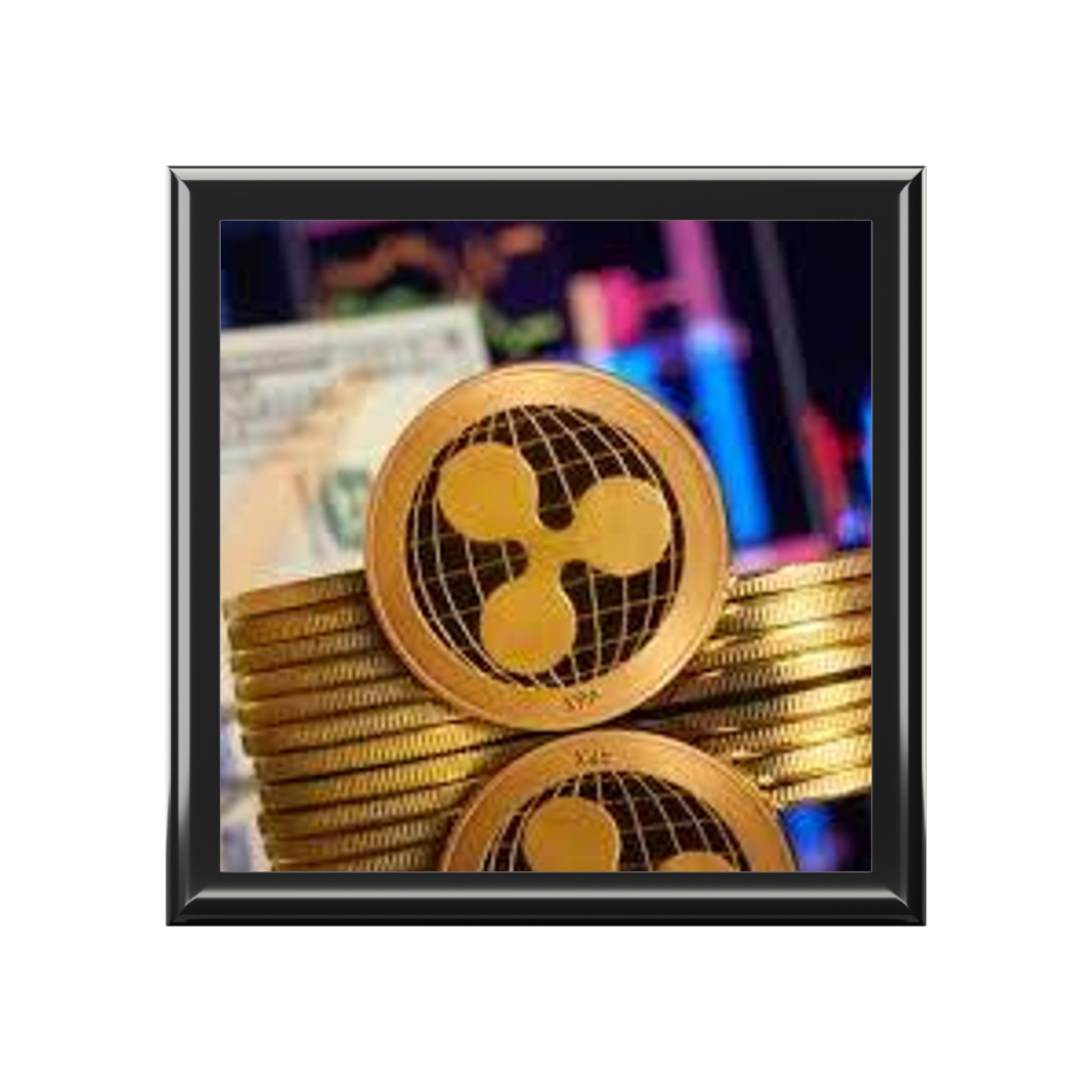 Ripple Cryptocurrency Coin Jewelry Box | Ripple Logo Keepsake Trinket Box