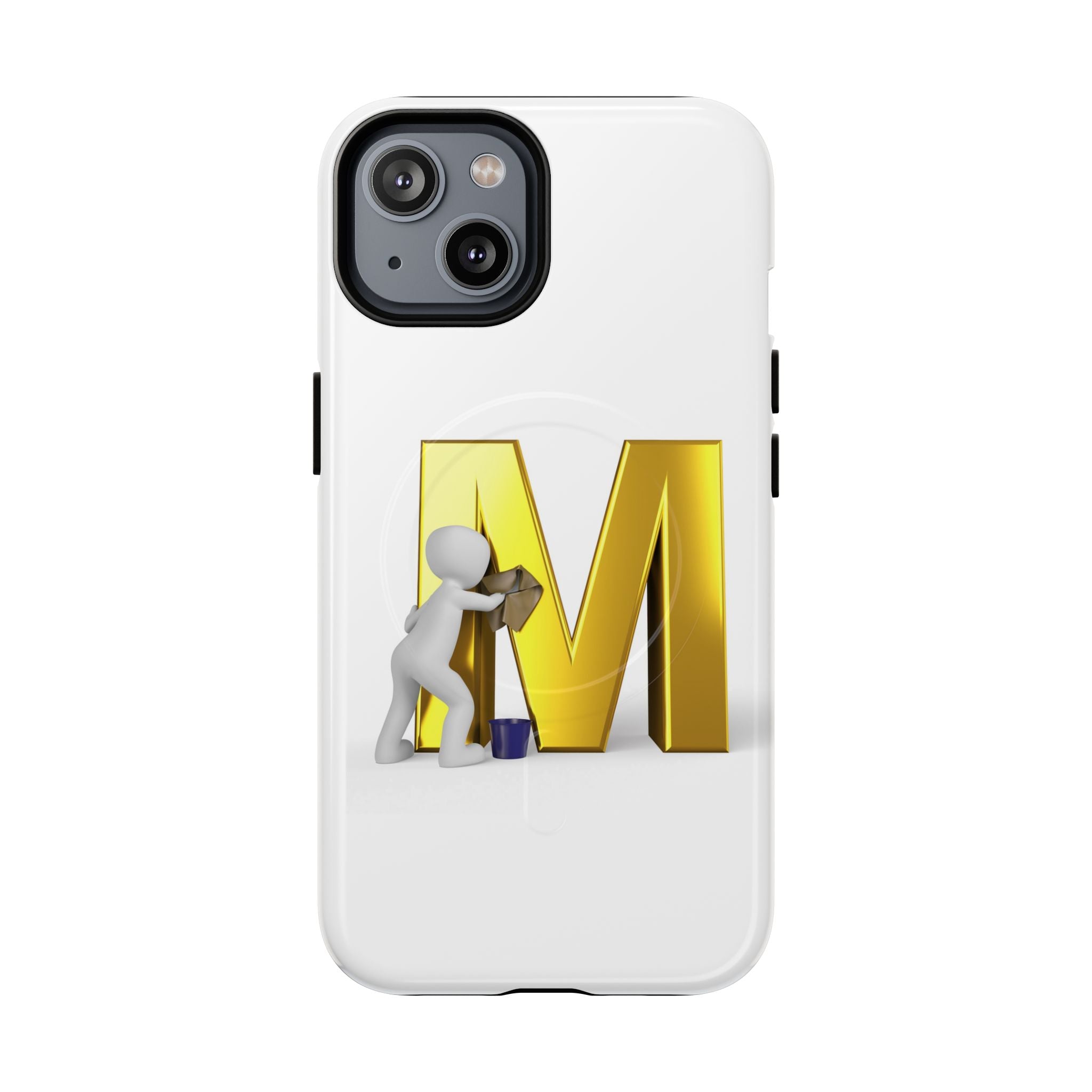 Coque de téléphone aimantée et robuste avec lettre M dorée | Coque magnétique résistante