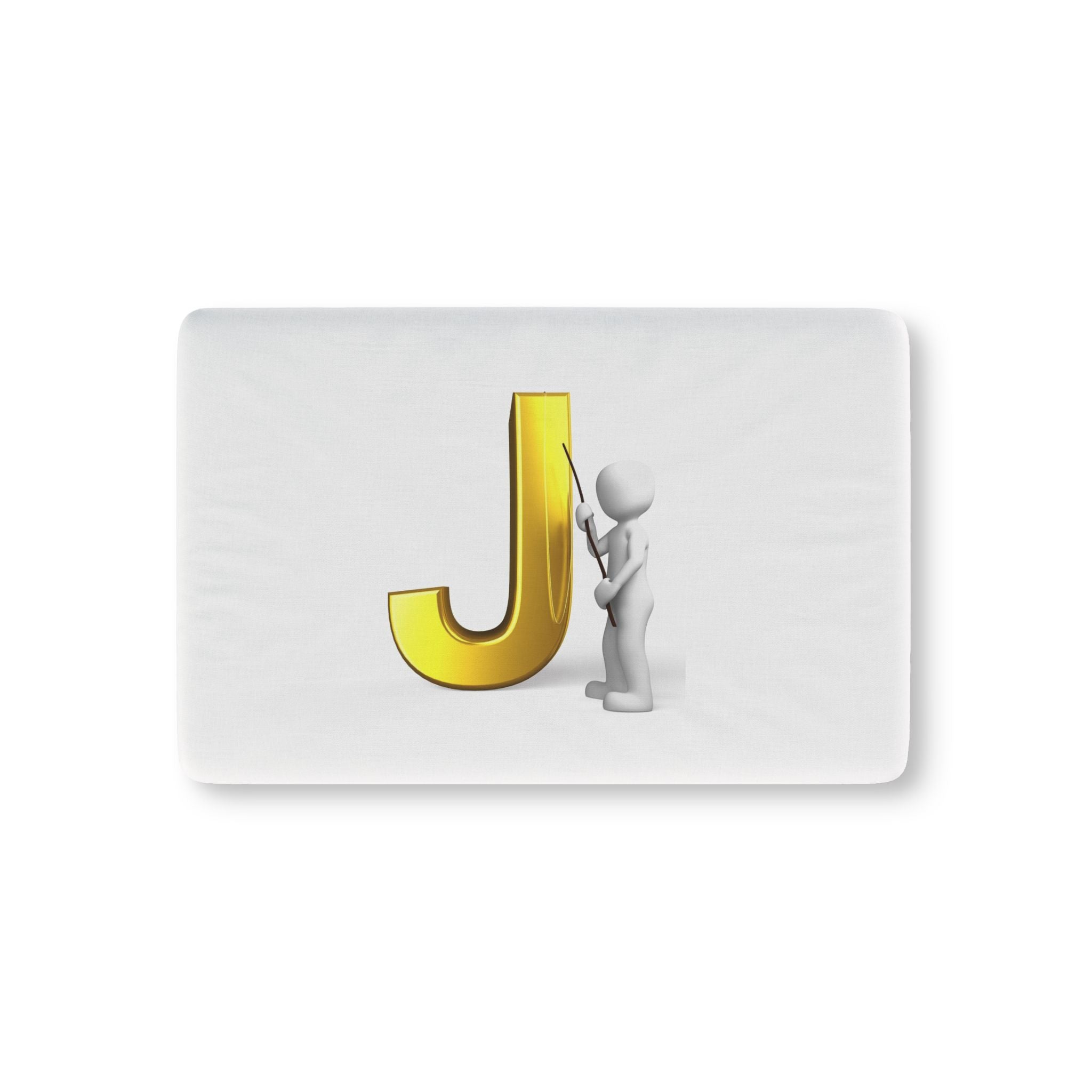 Gold Letter J with Stick Figure Baby Fitted Crib Sheet | Monogram Initial