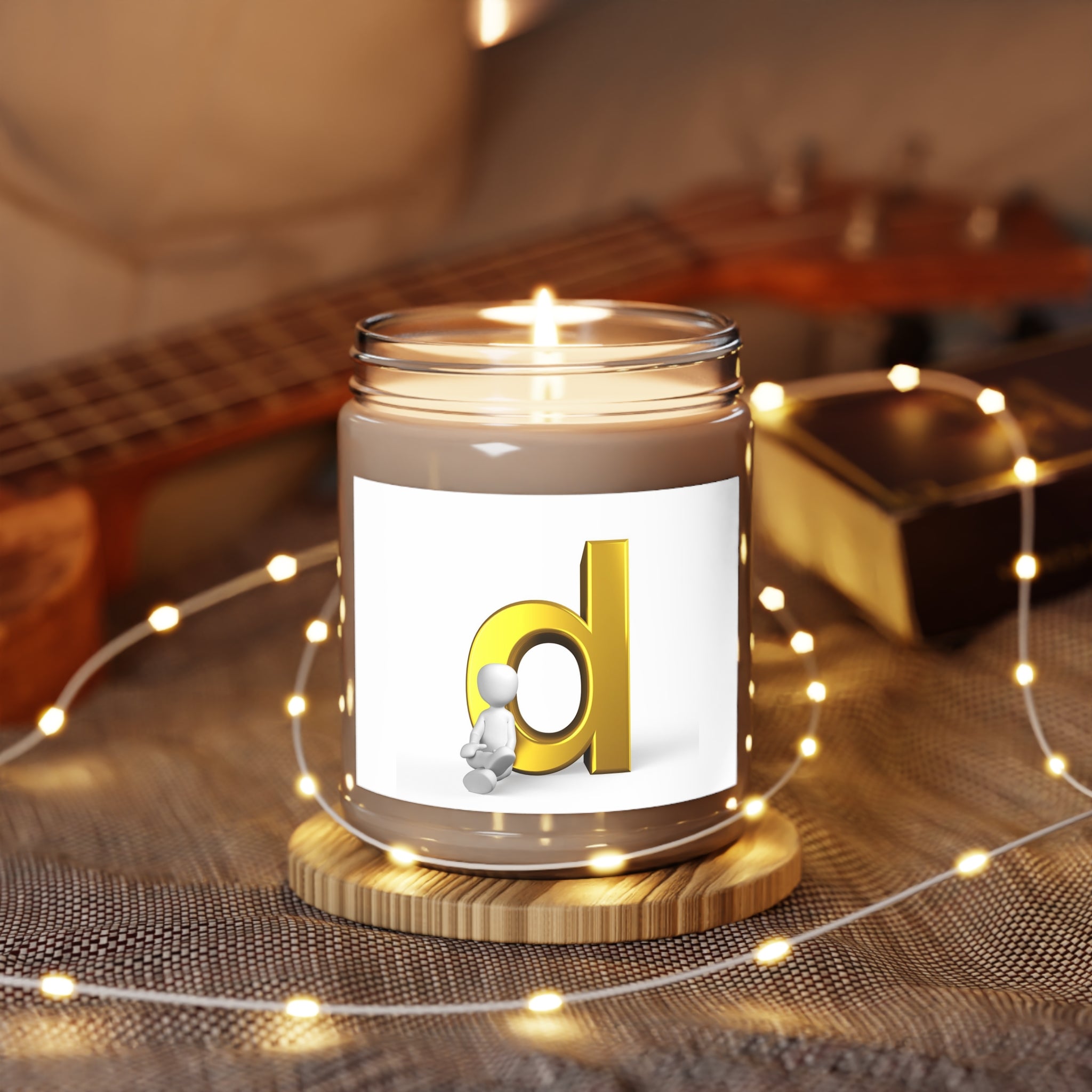Gold Letter D Illustration Candle 9oz Soy Candle