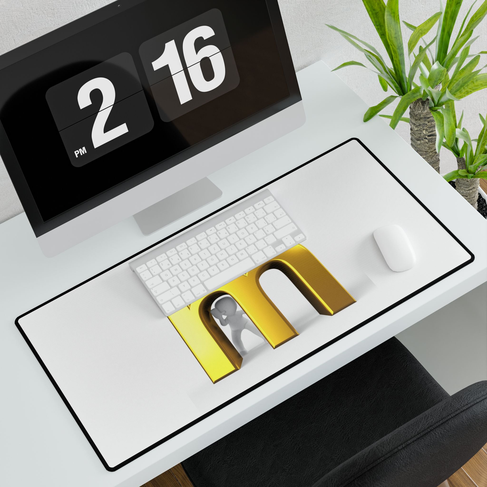 Gold Letter M Desk Mat | Minimal Monogram Mouse Pad
