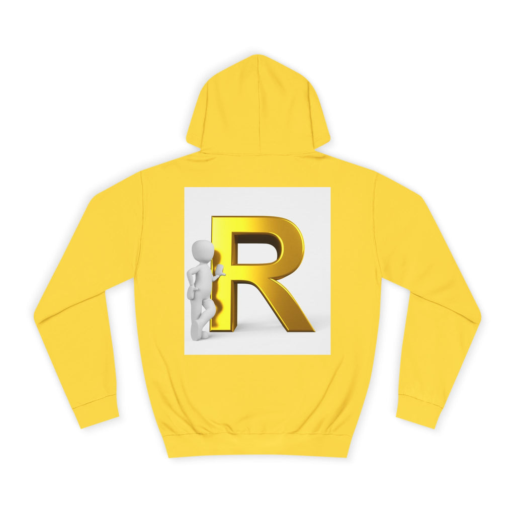 Gold Letter R Hoodie | 3D Character Leaning on R