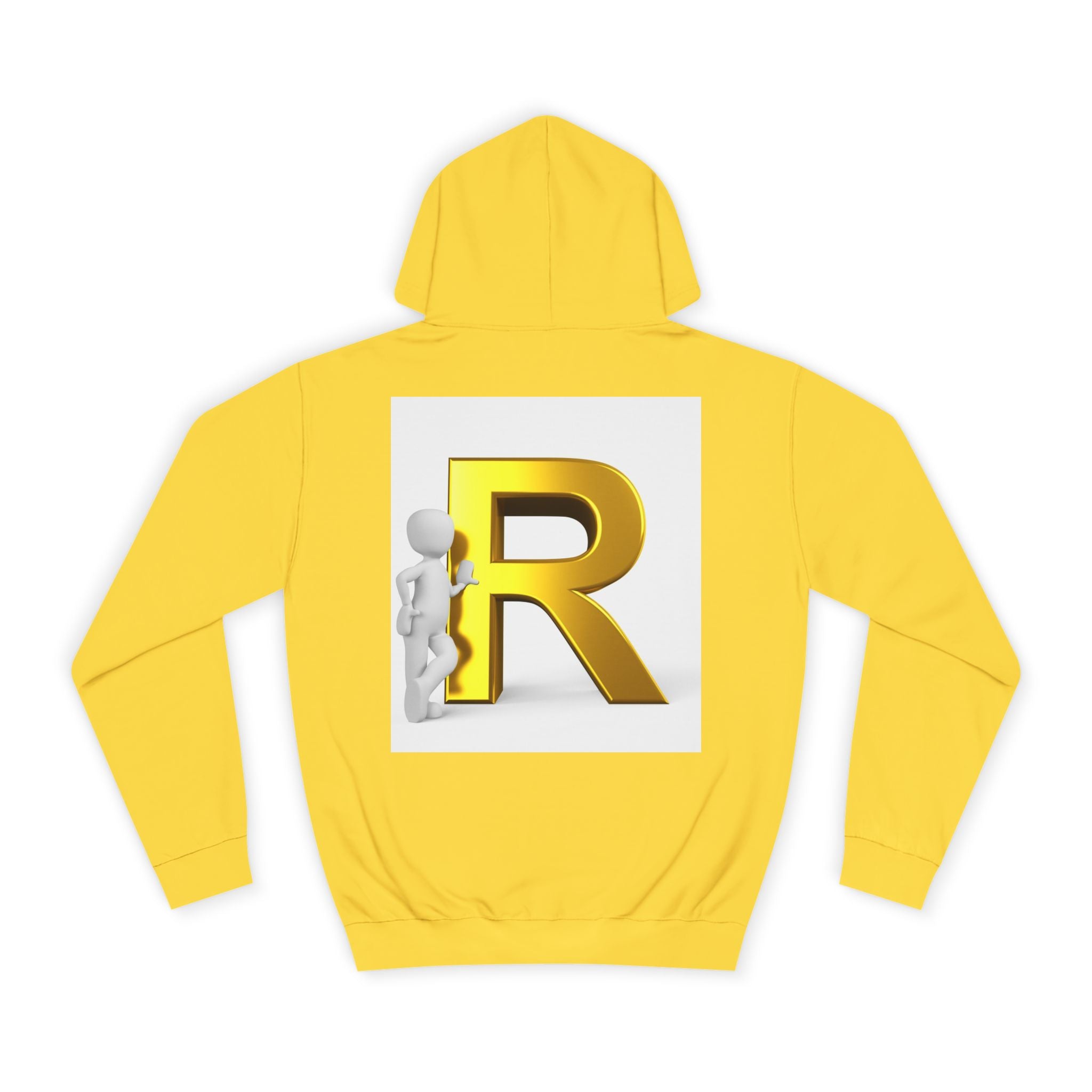 Gold Letter R Hoodie | 3D Character Leaning on R
