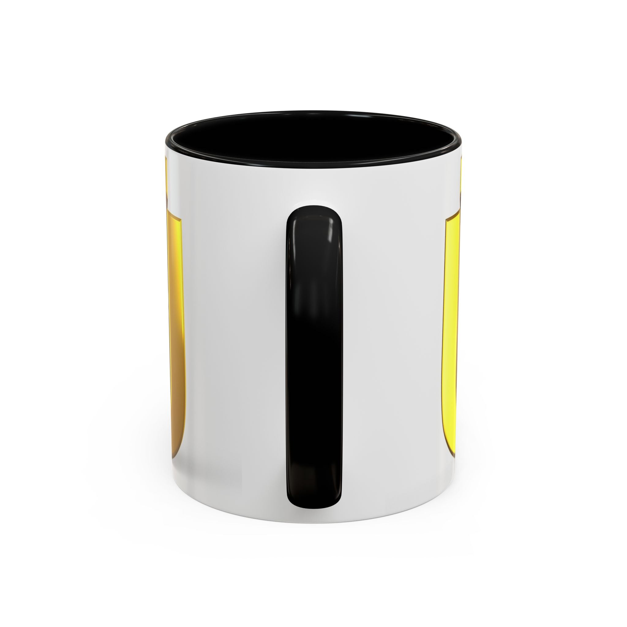 Tasse à café 3D « Lettre Ü dorée avec figurine stylisée » | Mug à anse de couleur