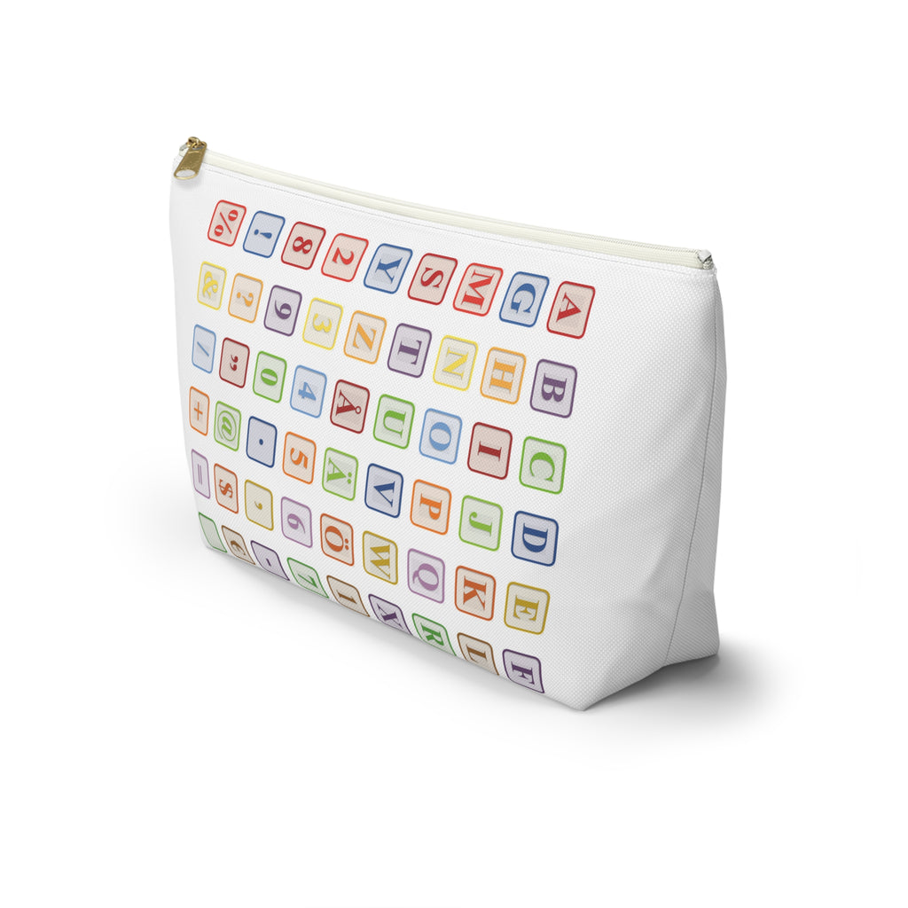 Alphabet Blocks Pattern Accessory Pouch | Letter Tile Makeup Bag