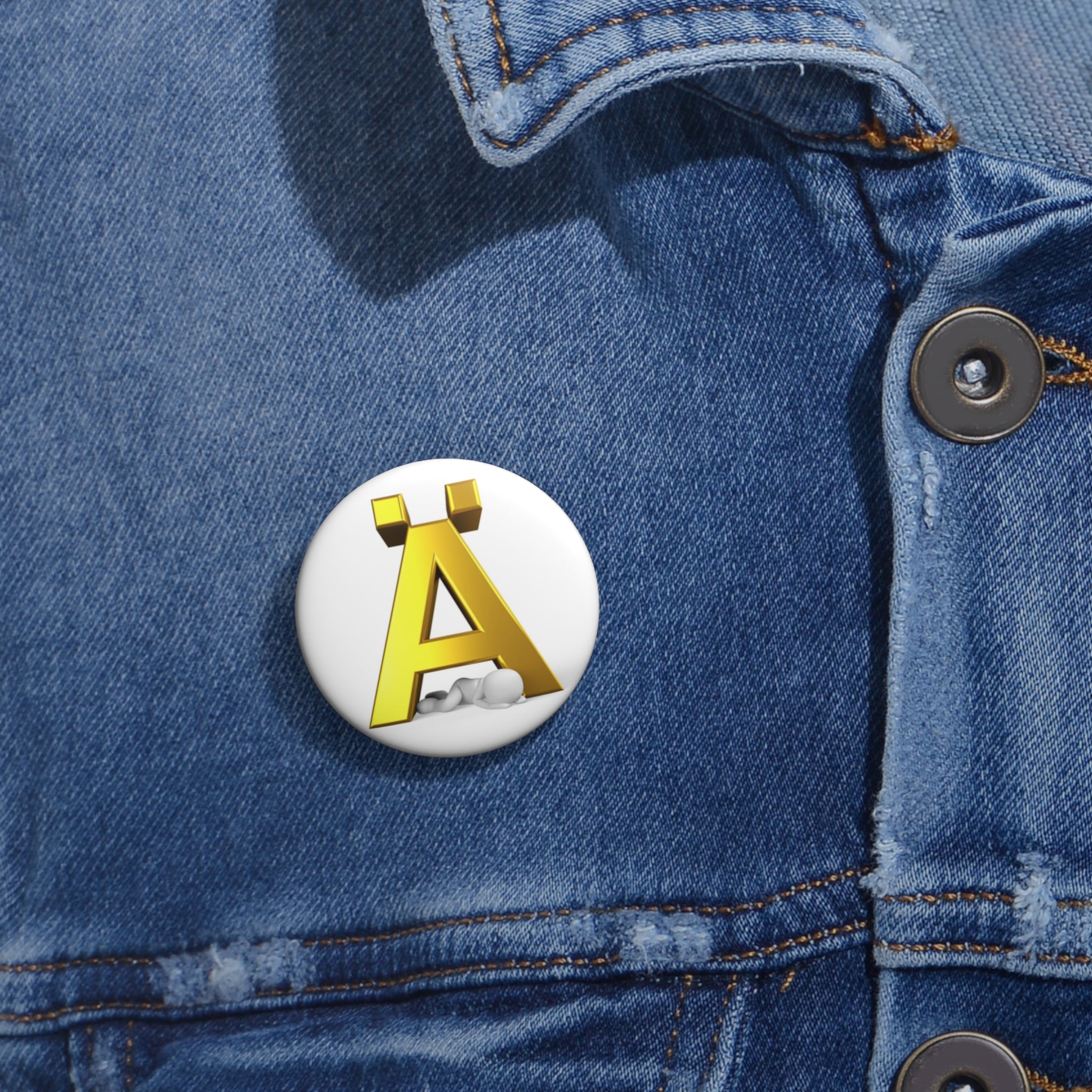 Gold 3D Letter A Pin Button | Custom Alphabet Pin