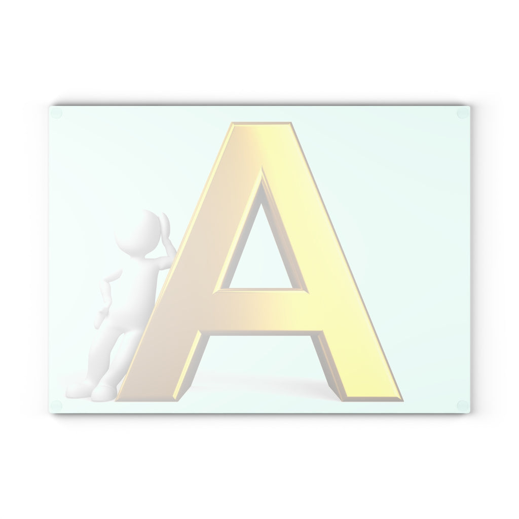 Gold Letter A Glass Cutting Board | Monogram Initial Kitchen Decor