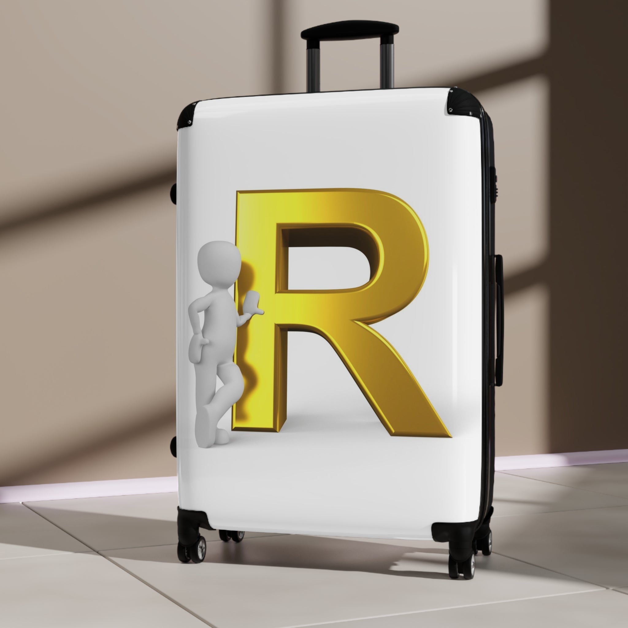 Gold Letter R Monogram Suitcase | Initial Luggage Cover