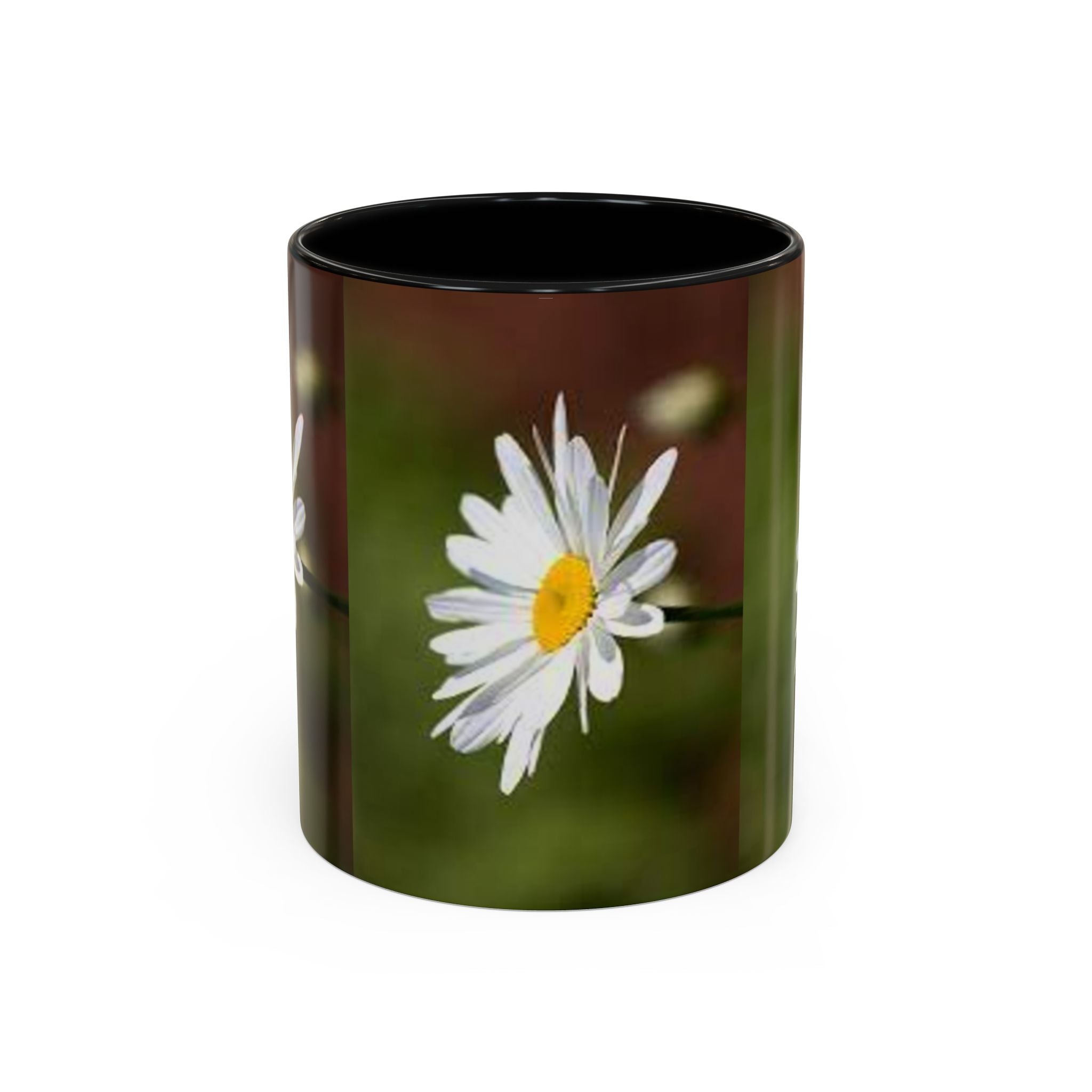 White Daisy Floral Accent Mug | 11oz or 15oz Ceramic