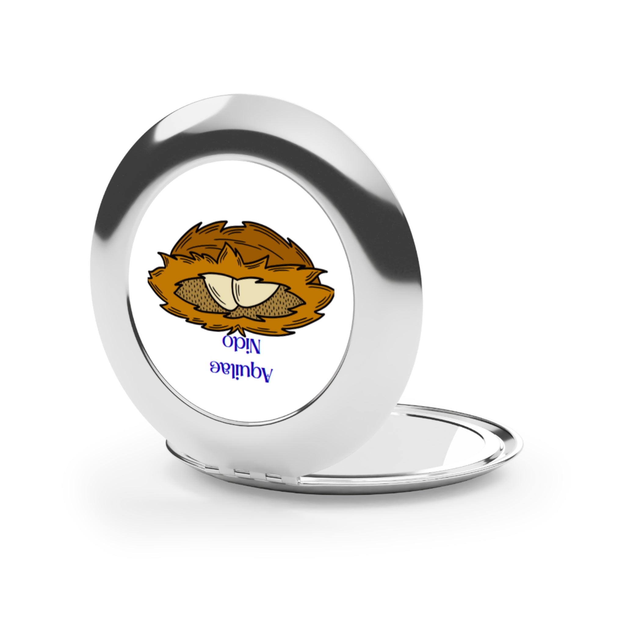 Aquilae Nido Nest Illustration Compact Travel Mirror | Bird Nest Makeup Mirror