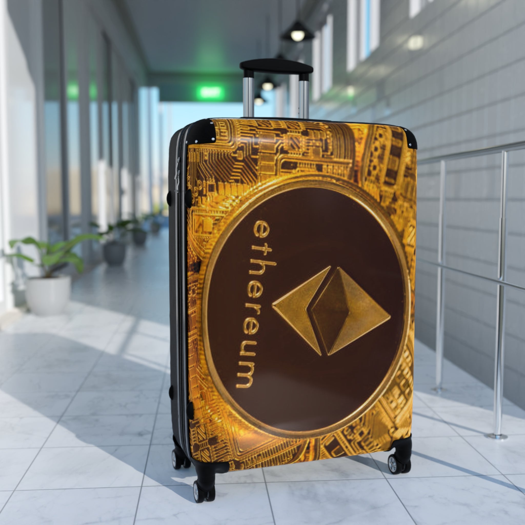 Ethereum Coin Suitcase | Crypto Logo Travel Luggage
