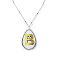 Gold Letter B Oval Pendant Necklace — Personalized Initial Teardrop Chain