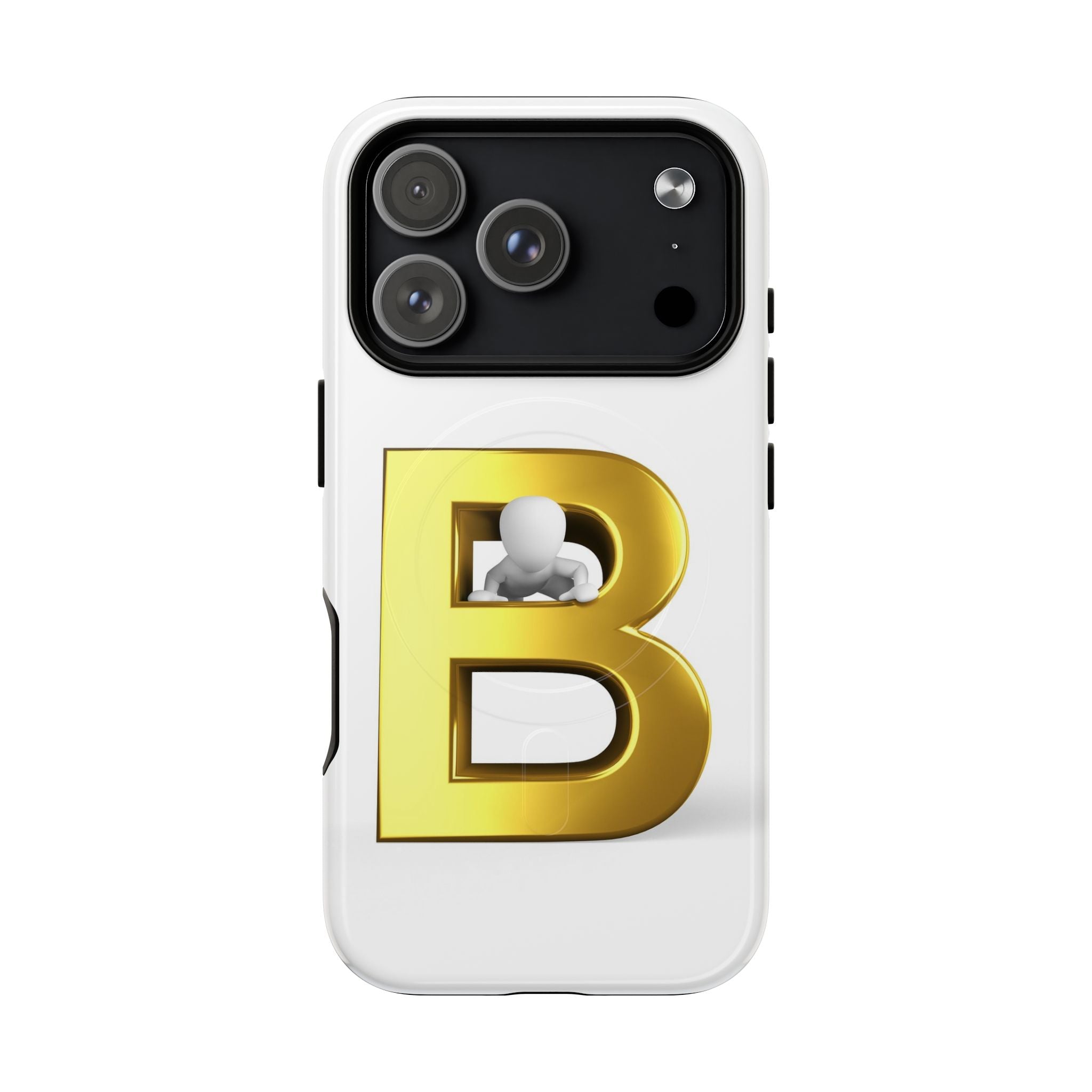 Coque de téléphone 3D Lettre B dorée | Coque magnétique résistante