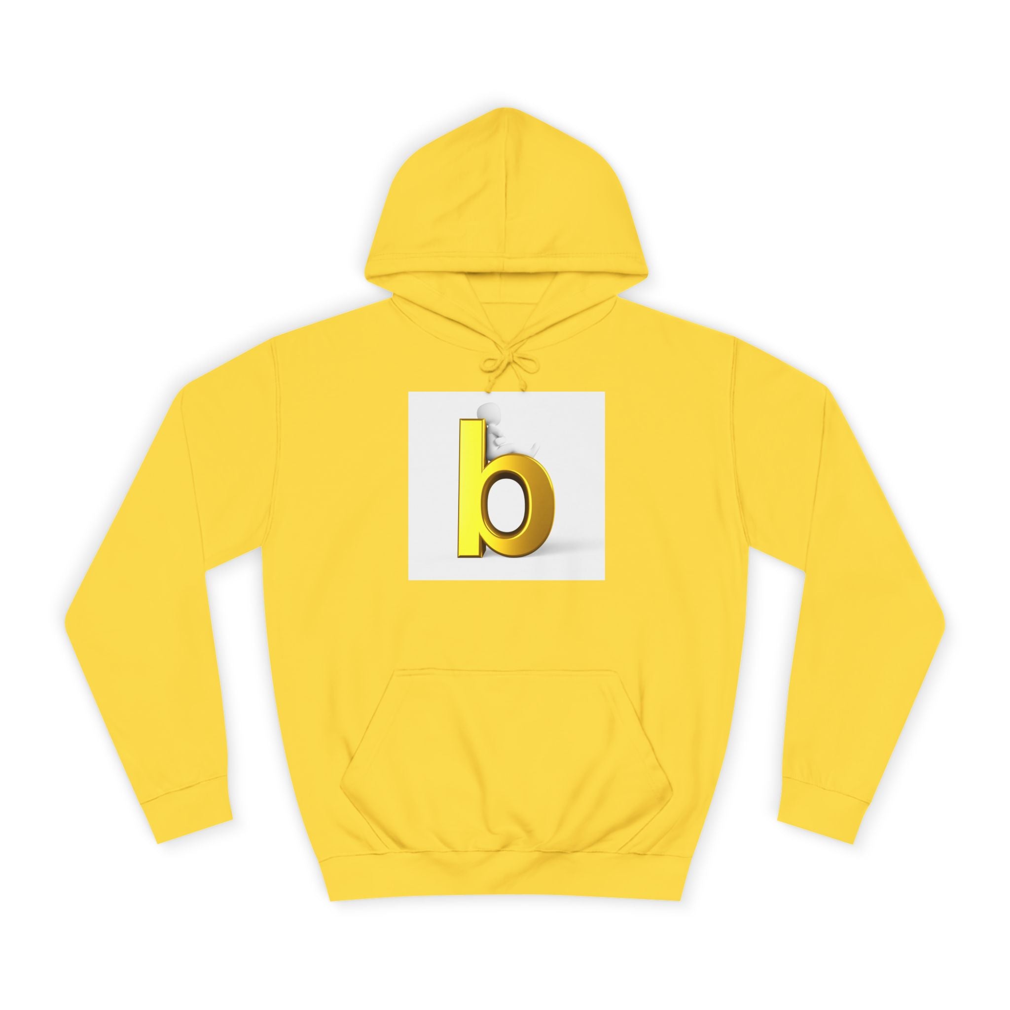 Yellow 3D Letter b Hoodie | Minimal Monogram Initial Sweatshirt