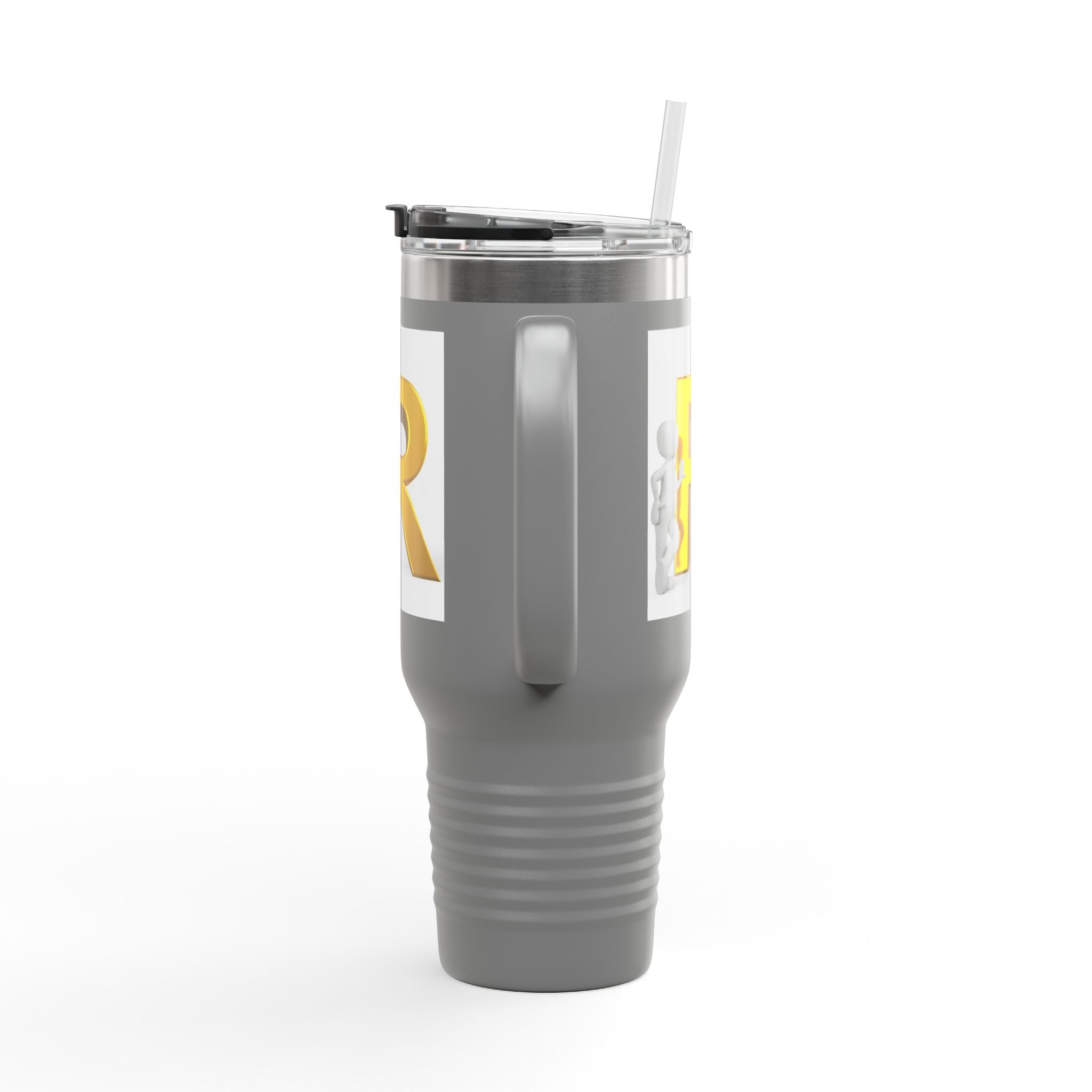 Gold 3D Letter R Initial Insulated Travel Mug | 40oz