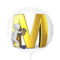 Gold 3D Letter M Balloon 11" | Round Heart-Shaped Foil Balloon
