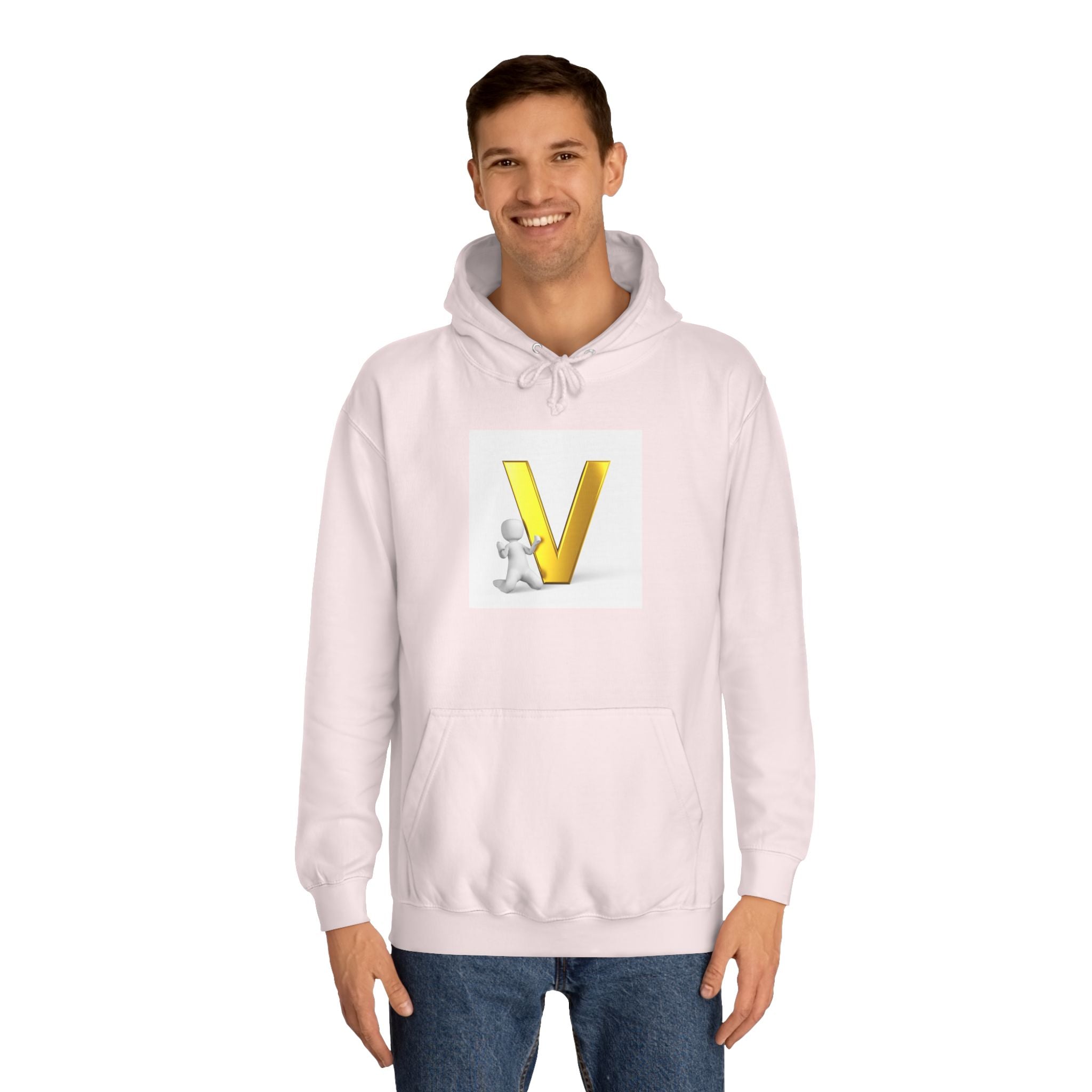 Gold 3D Letter V Hoodie | Initial V Sweatshirt, Monogram Lettering