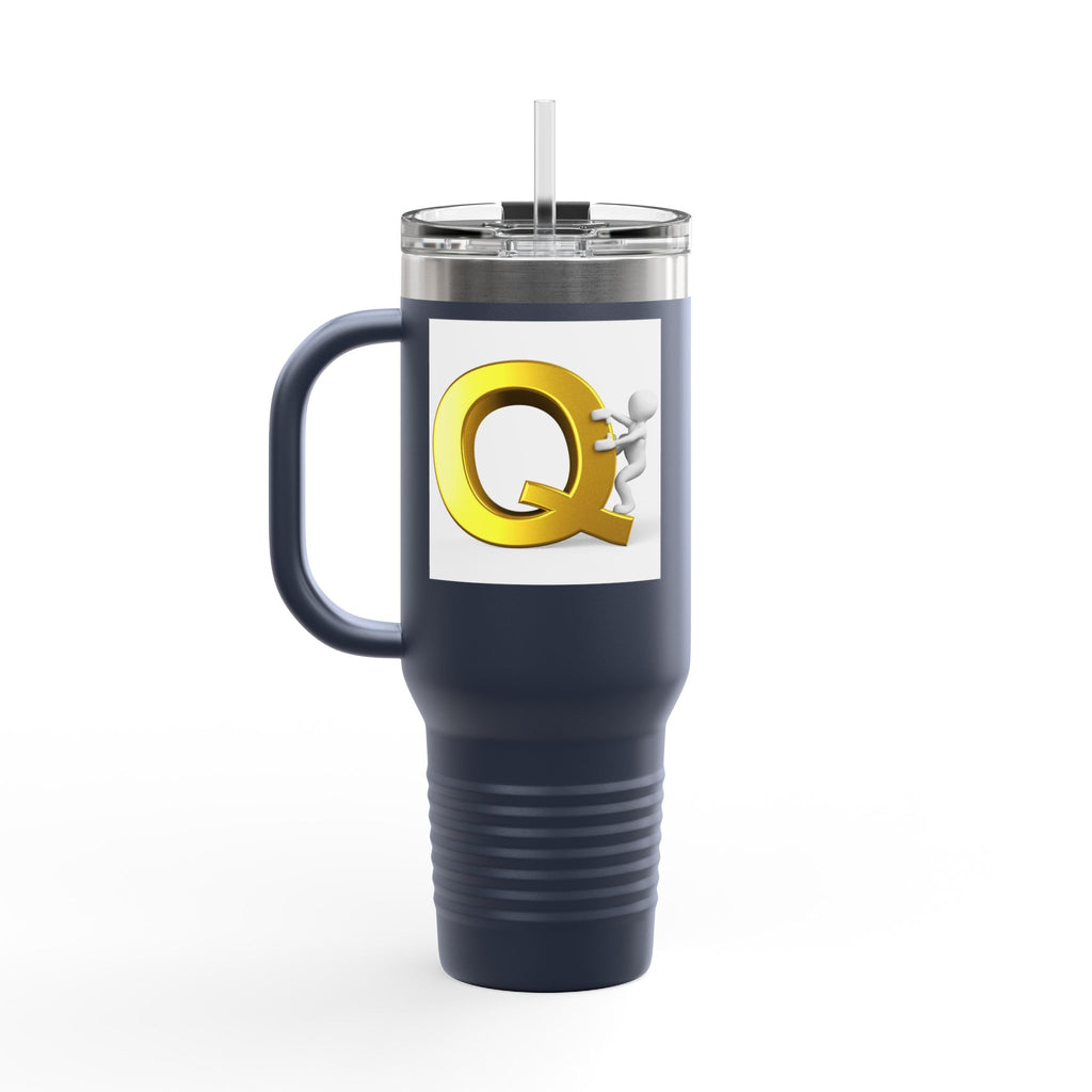 Gold Letter Q Monogram Travel Mug | 40oz Insulated Tumbler