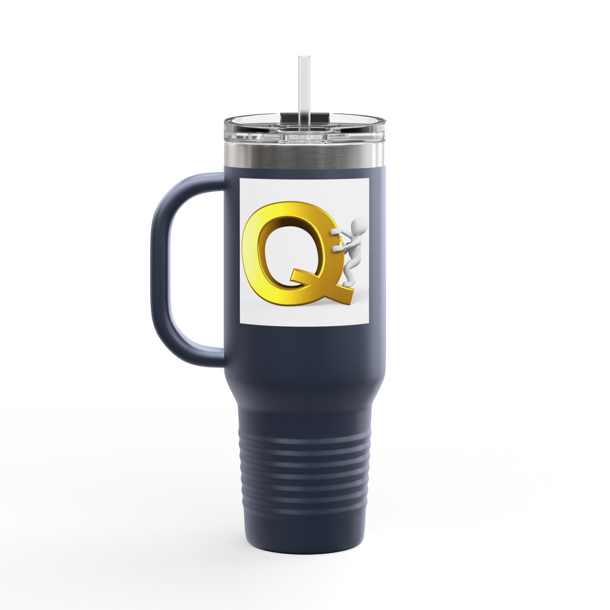 Gold Letter Q Monogram Travel Mug | 40oz Insulated Tumbler