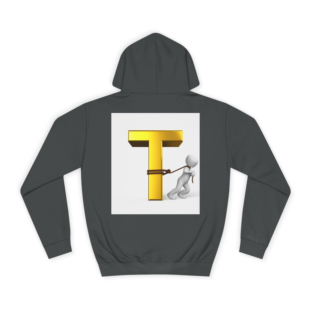 Letter T Mascot Pulling Block T Hoodie | Monogram Initial T Sweatshirt