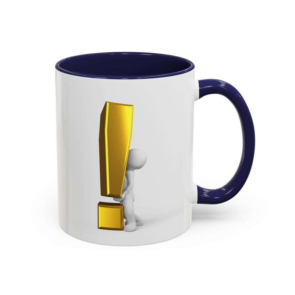 Mug Bonhomme Allumette Tenant un Point d'Exclamation Doré | Mug à Café Original 325ml 444ml