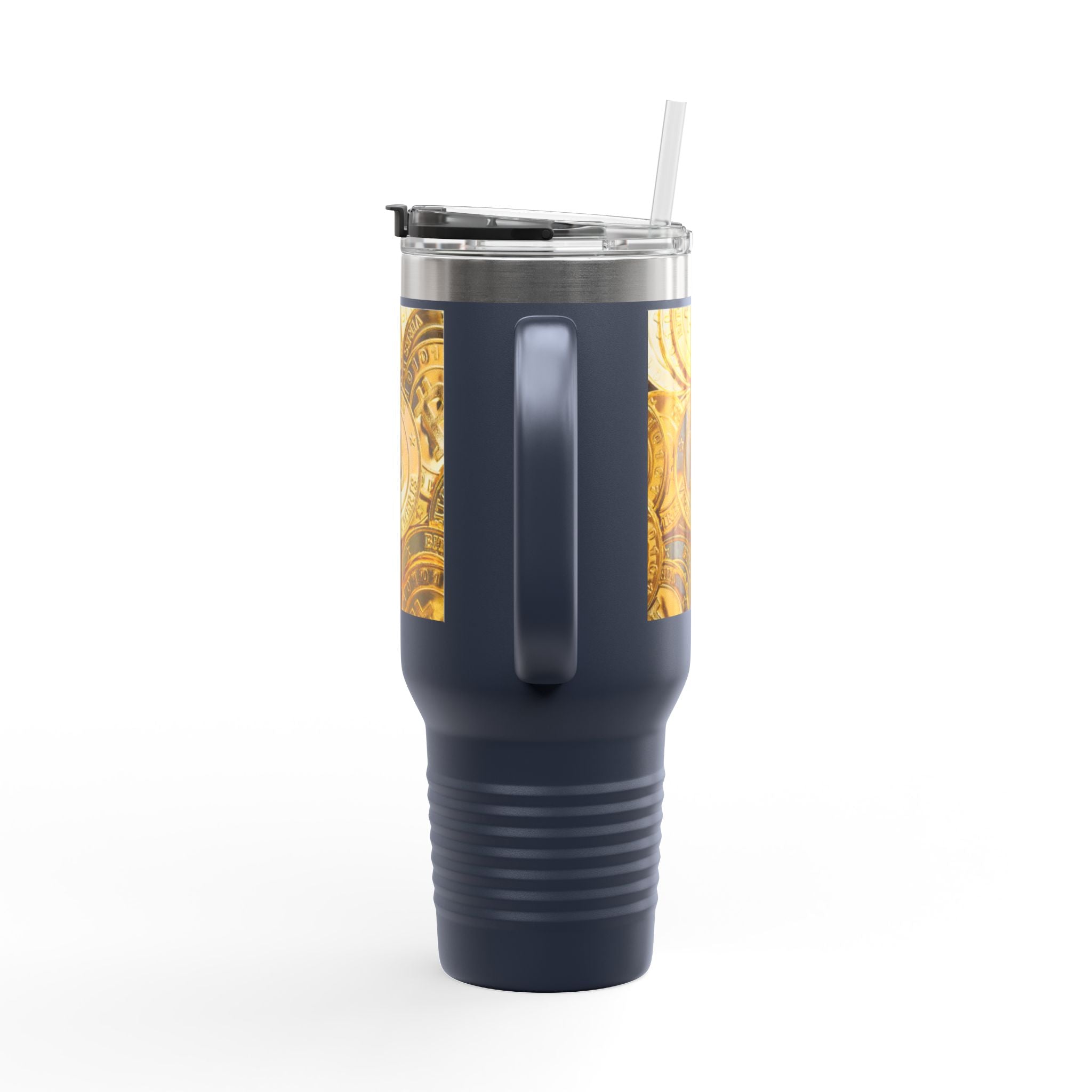 Bitcoin Coin Pattern Travel Mug | 40 oz Insulated Tumbler