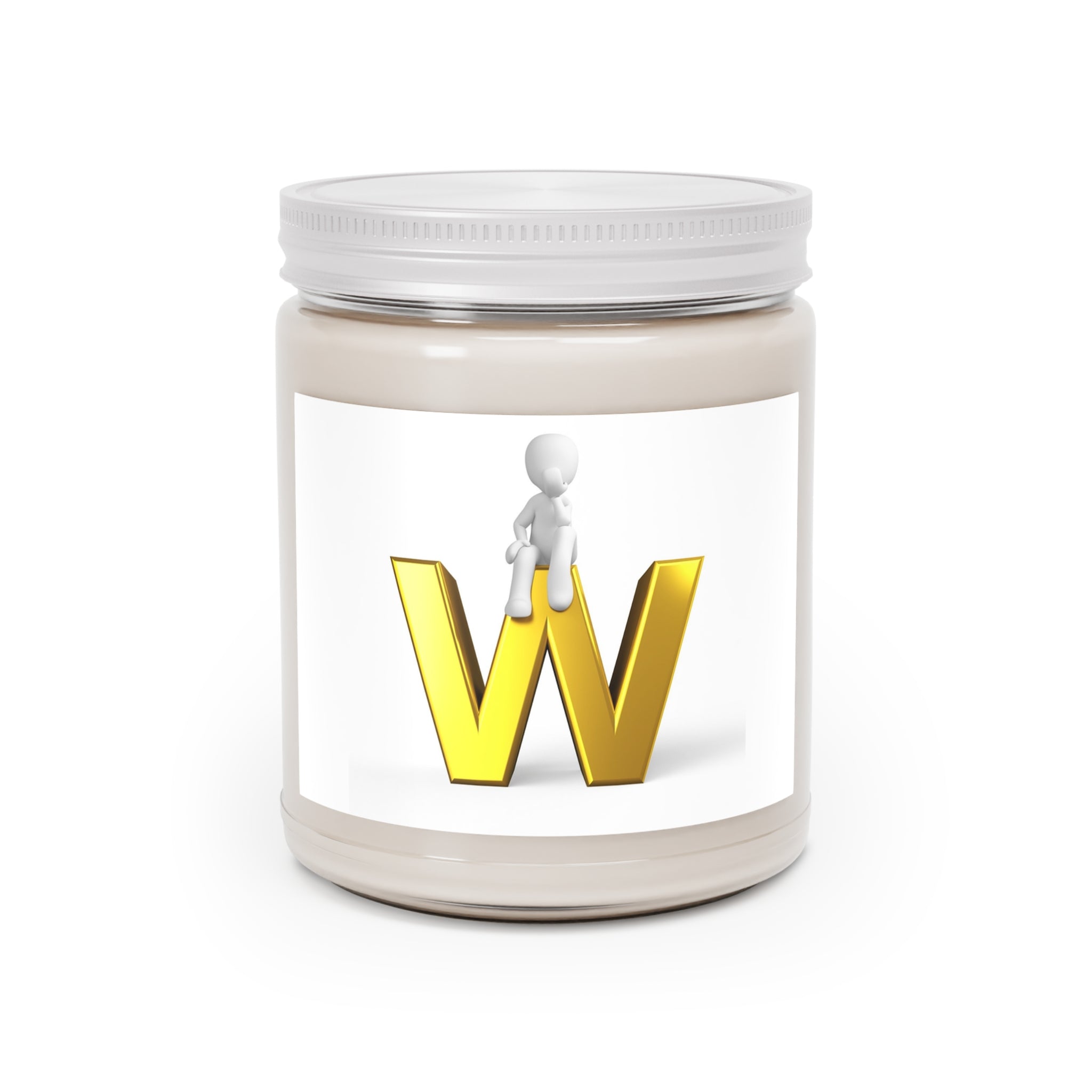 Gold Letter W Monogram Candle 9oz Soy Candle | White Lid