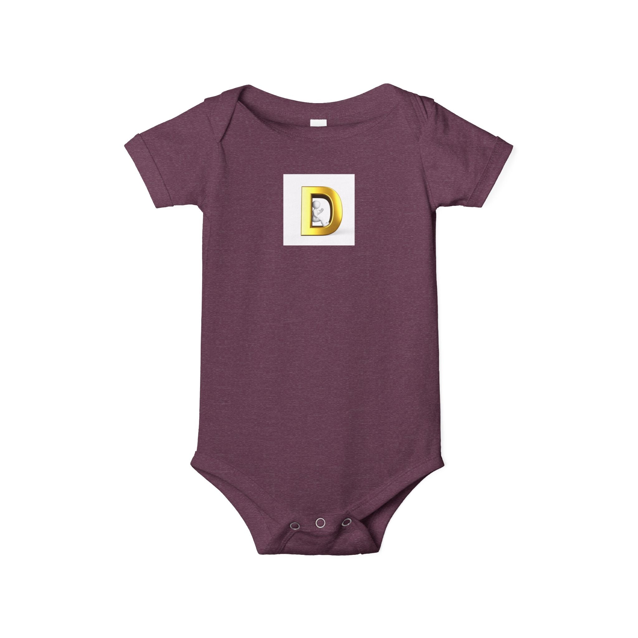 Body pour bébé avec lettre D dorée | Body personnalisé avec initiale