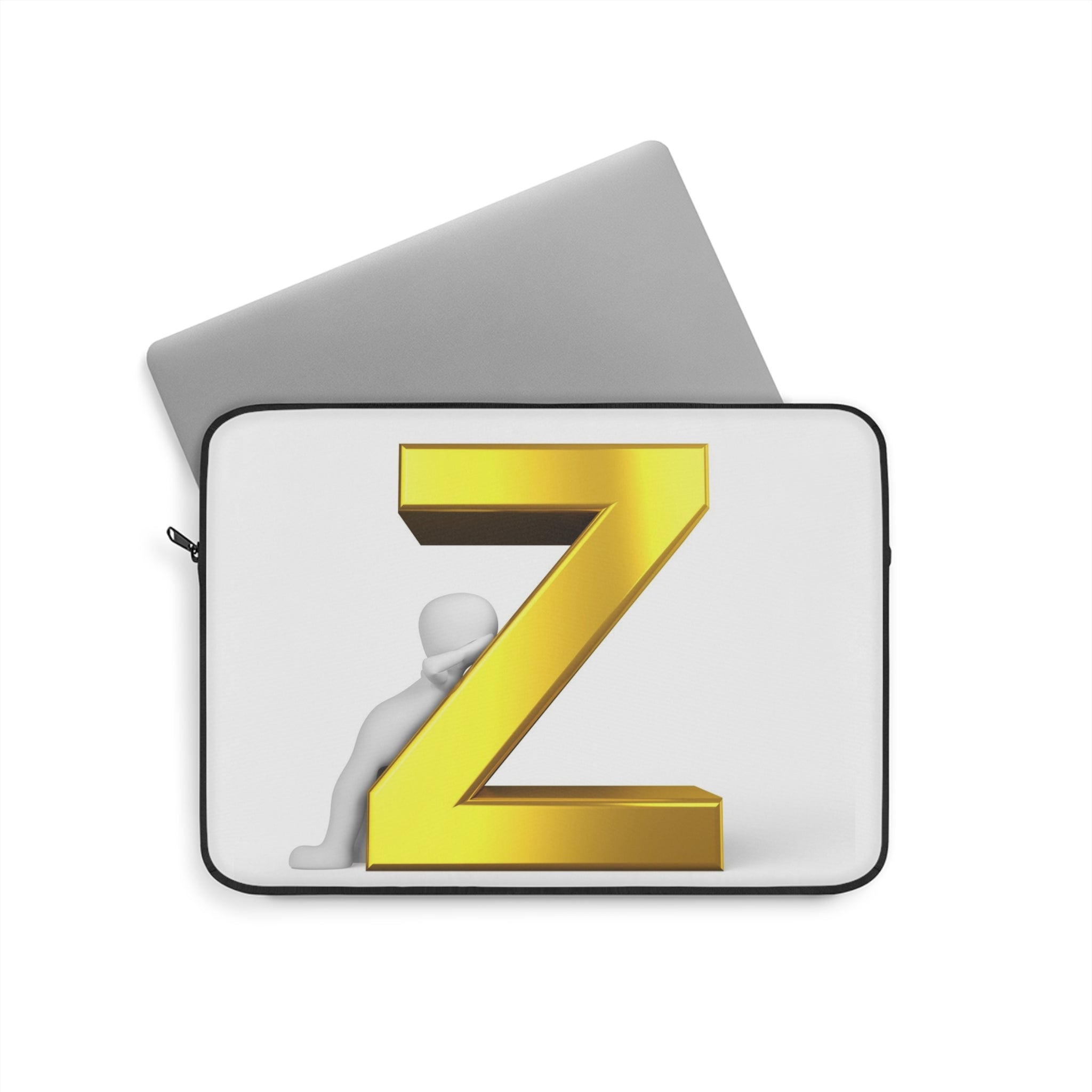 Gold 3D Letter Z Laptop Sleeve | Monogram Initial Z