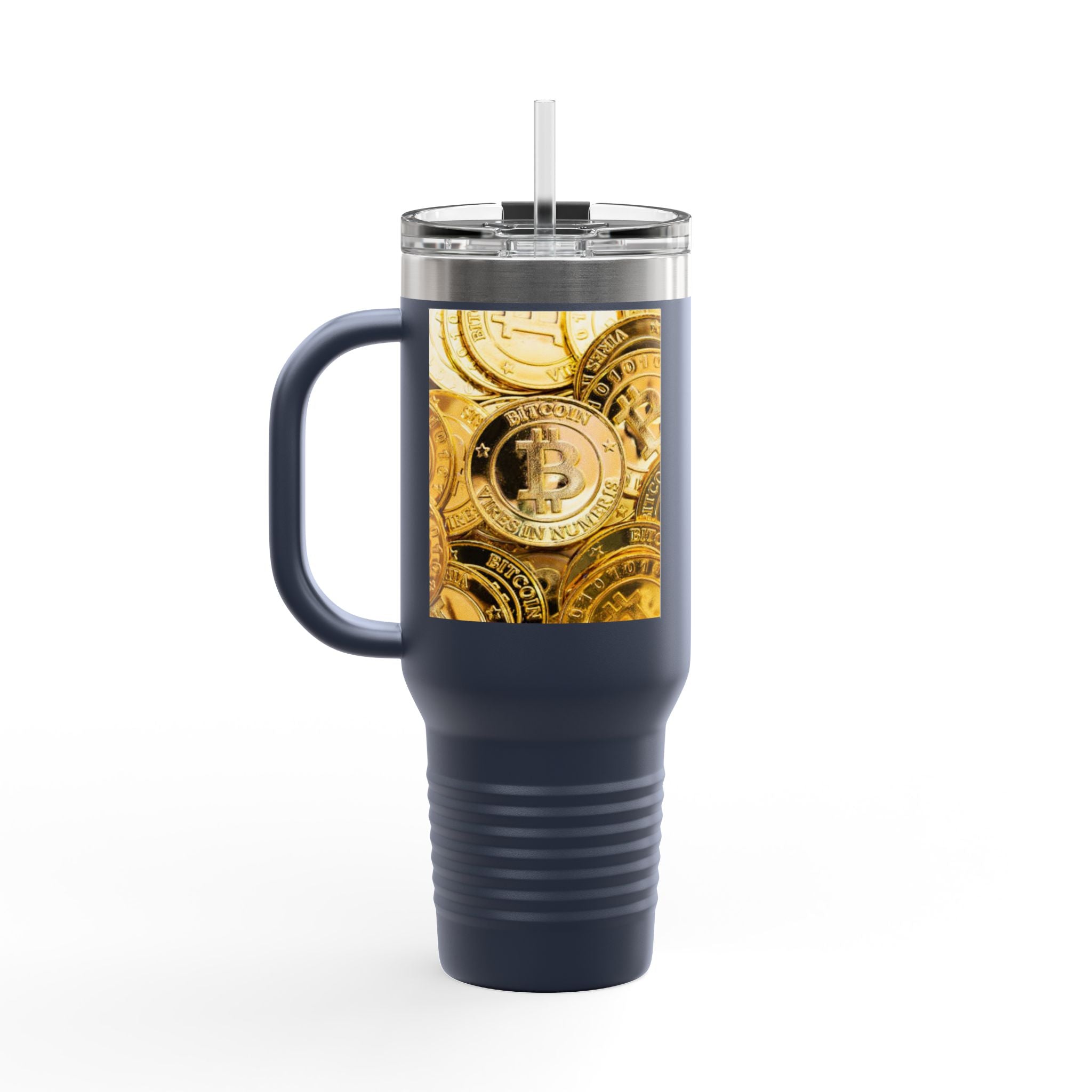 Bitcoin Coin Pattern Travel Mug | 40 oz Insulated Tumbler